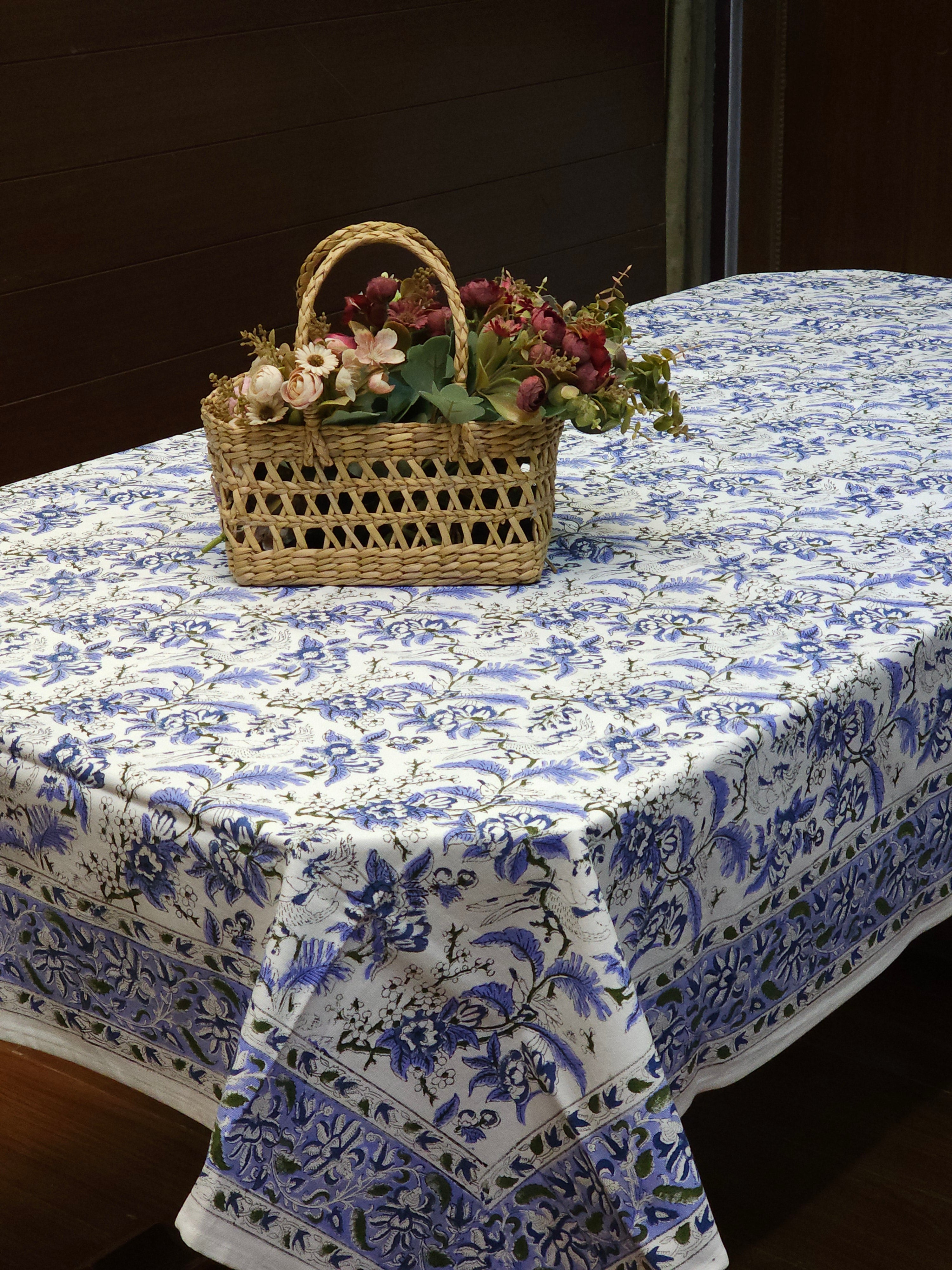 SHAHI SIX SEATER HANDBLOCK PRINTED TABLECLOTH