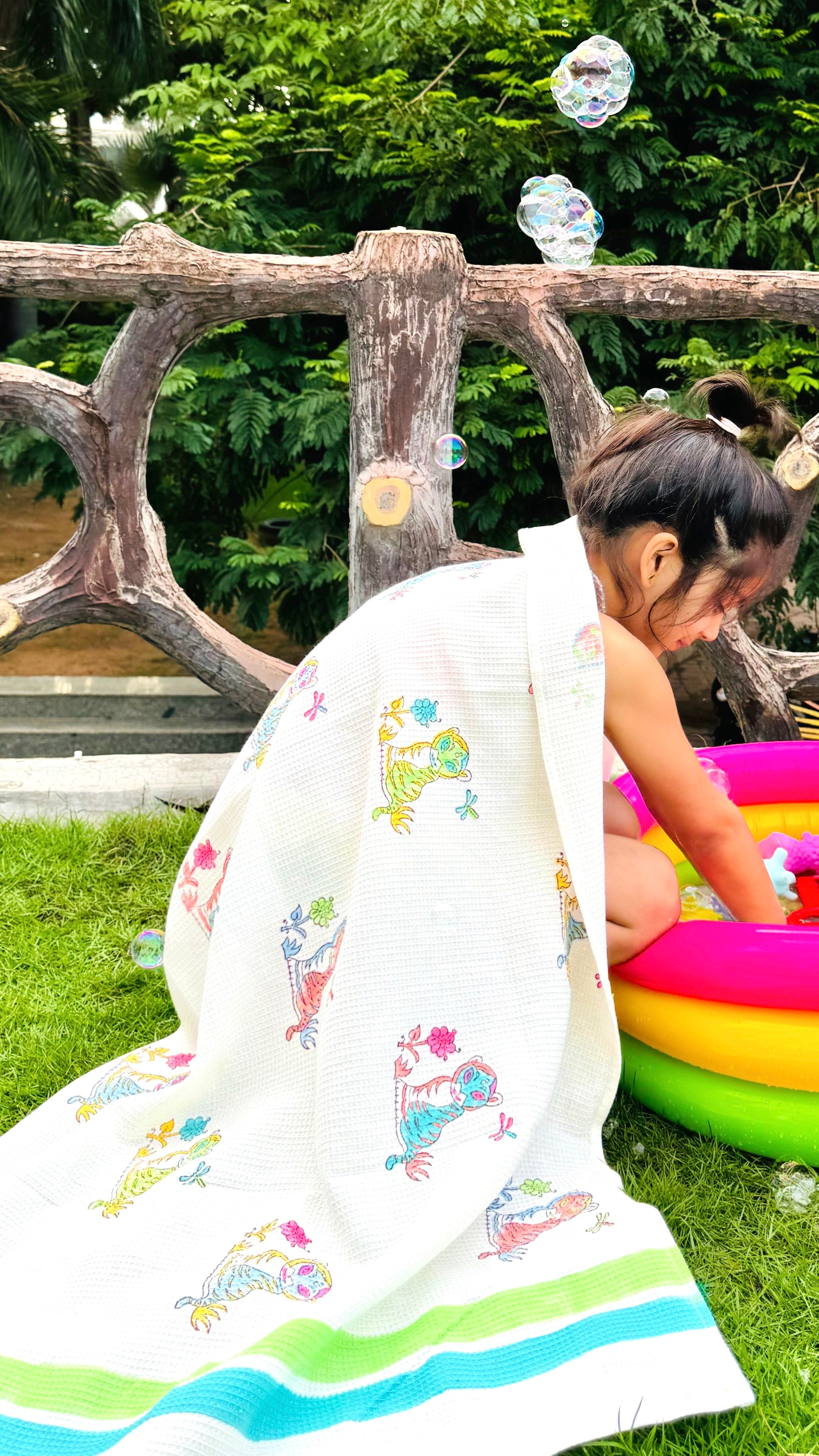 HAND BLOCK PRINTED KIDS BATH TOWEL