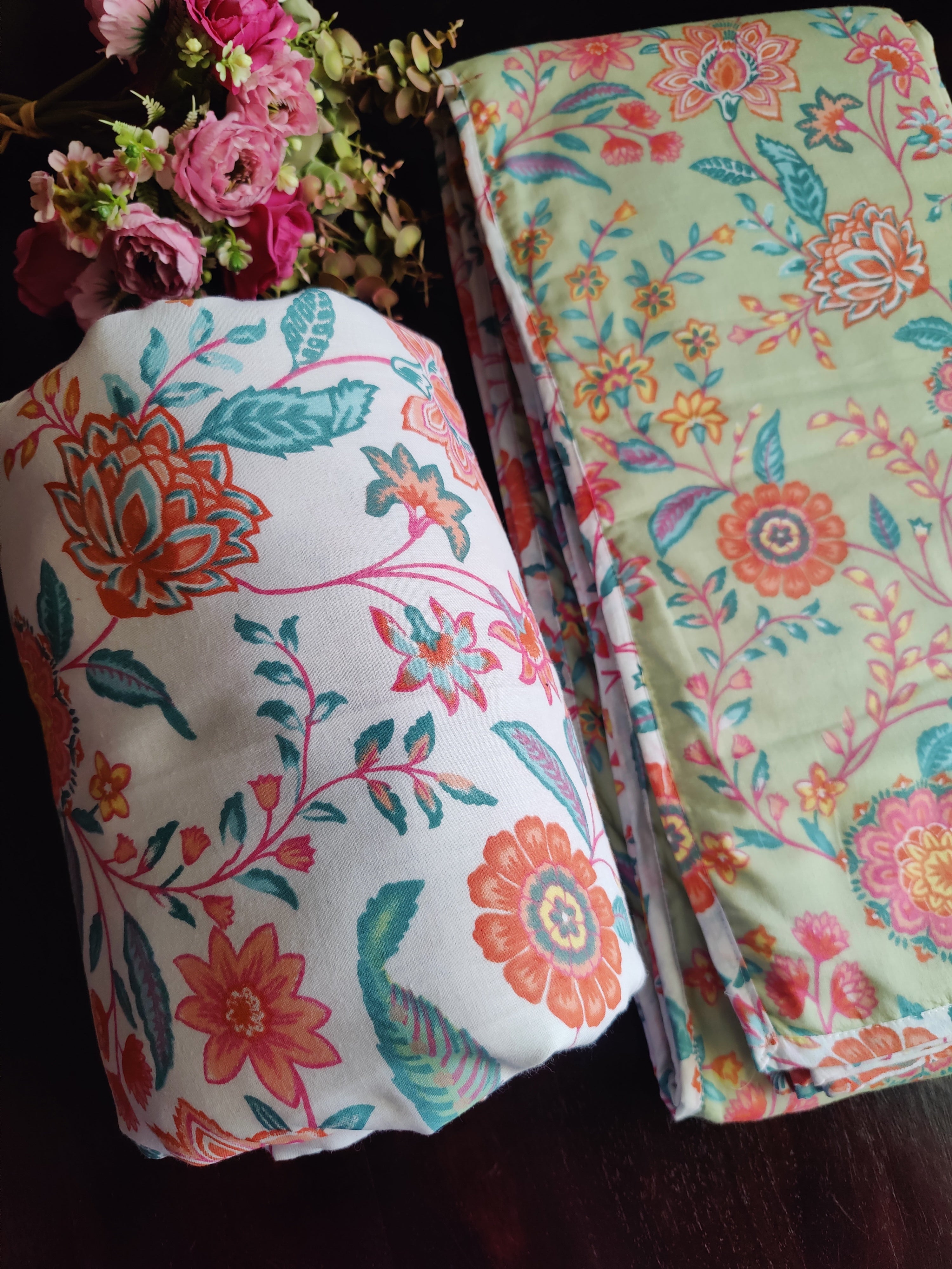 FLORAL SHALIMAR REVERSIBLE MULMUL DOHAR