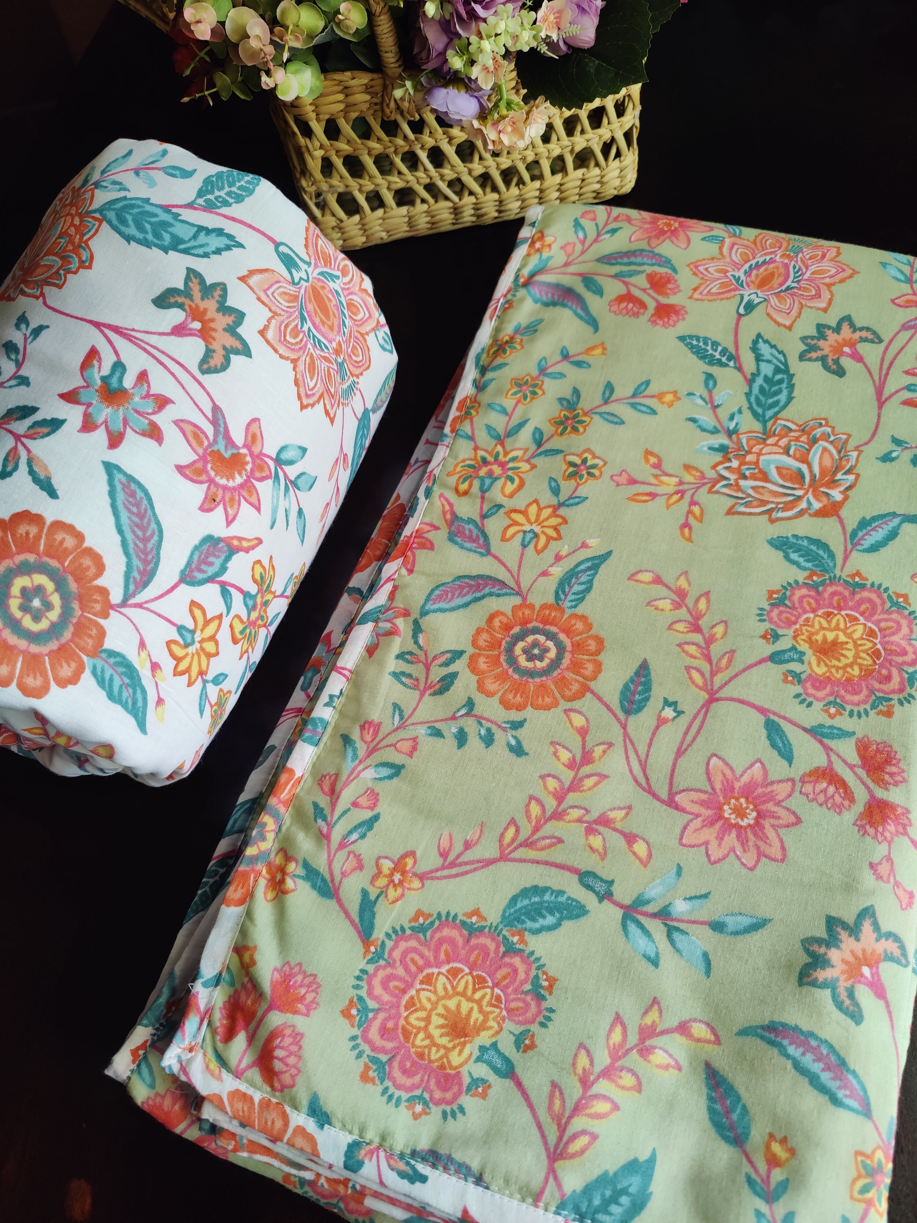 FLORAL SHALIMAR REVERSIBLE MULMUL DOHAR