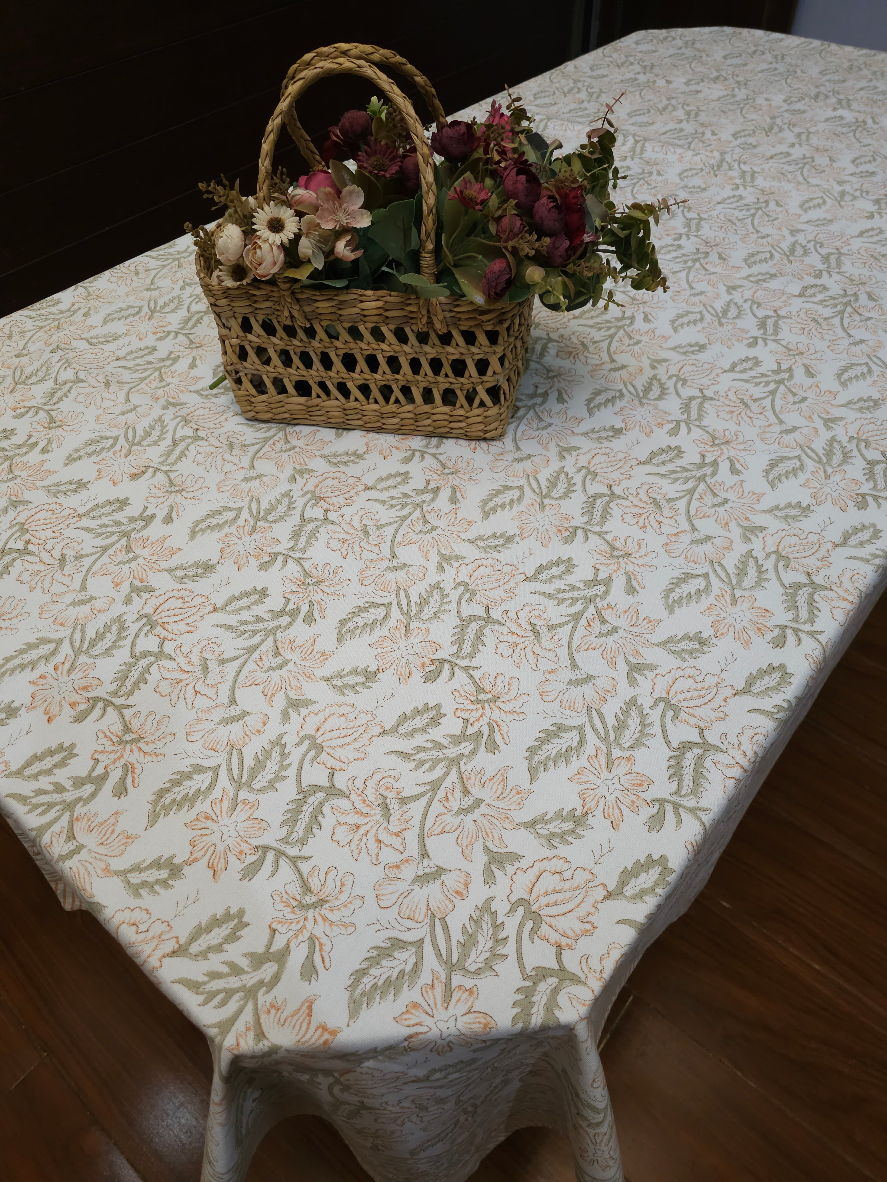 FRESH FUSION SIX & EIGHT SEATER HANDBLOCK PRINTED TABLECLOTH