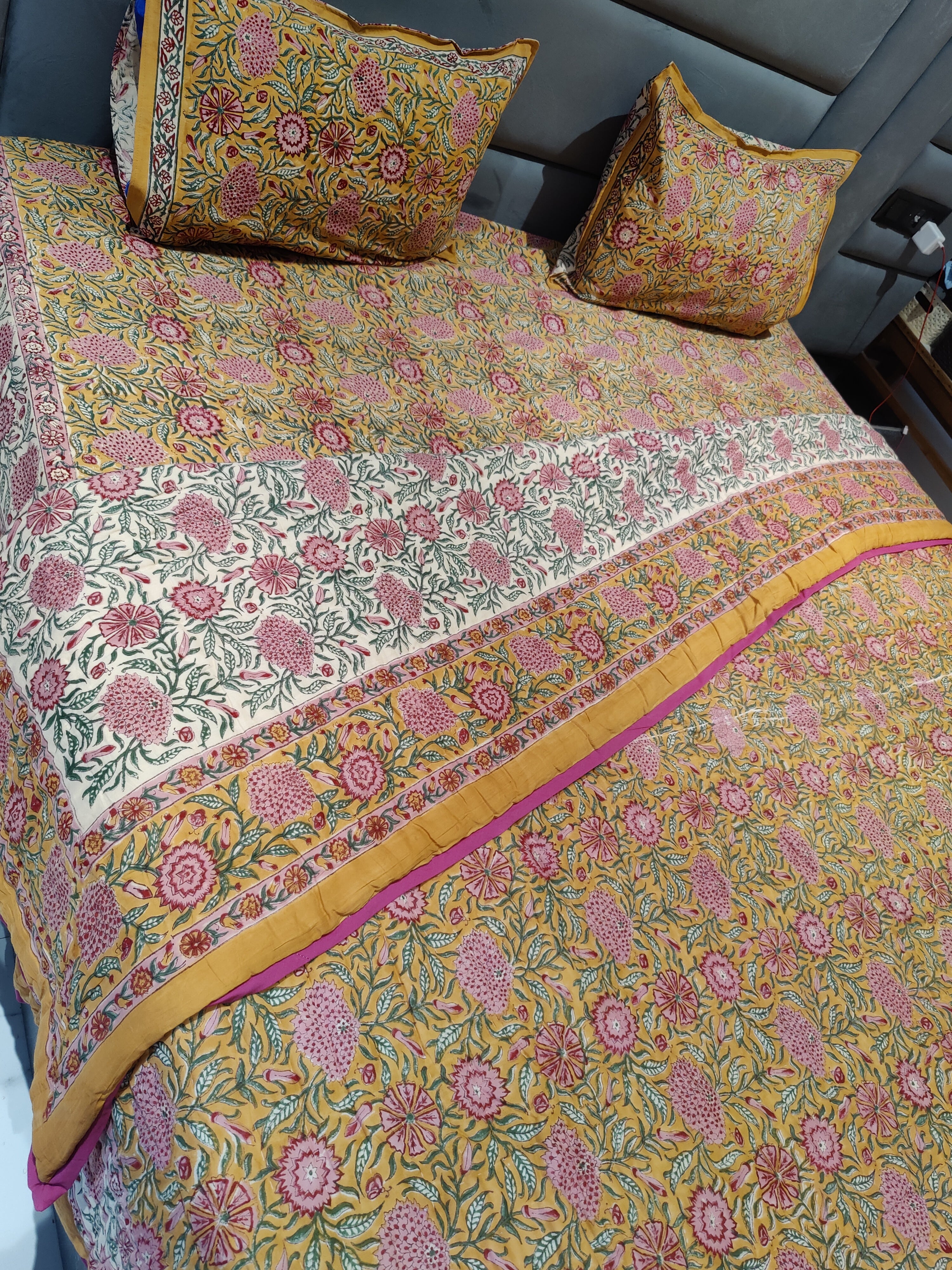 FESTIVE HAND BLOCK PRINTED BEDDING SET
