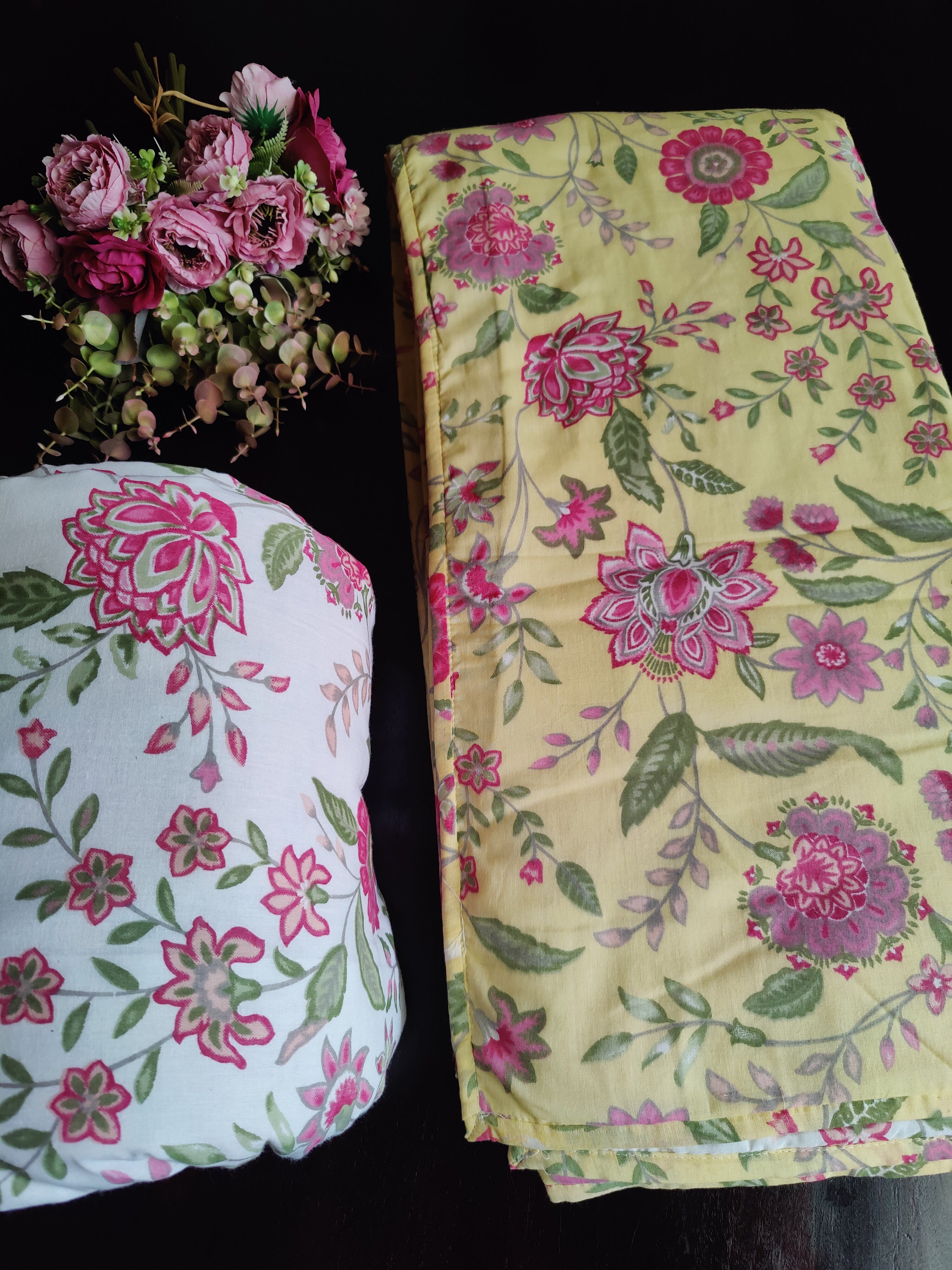 FLORAL SHALIMAR REVERSIBLE MULMUL DOHAR