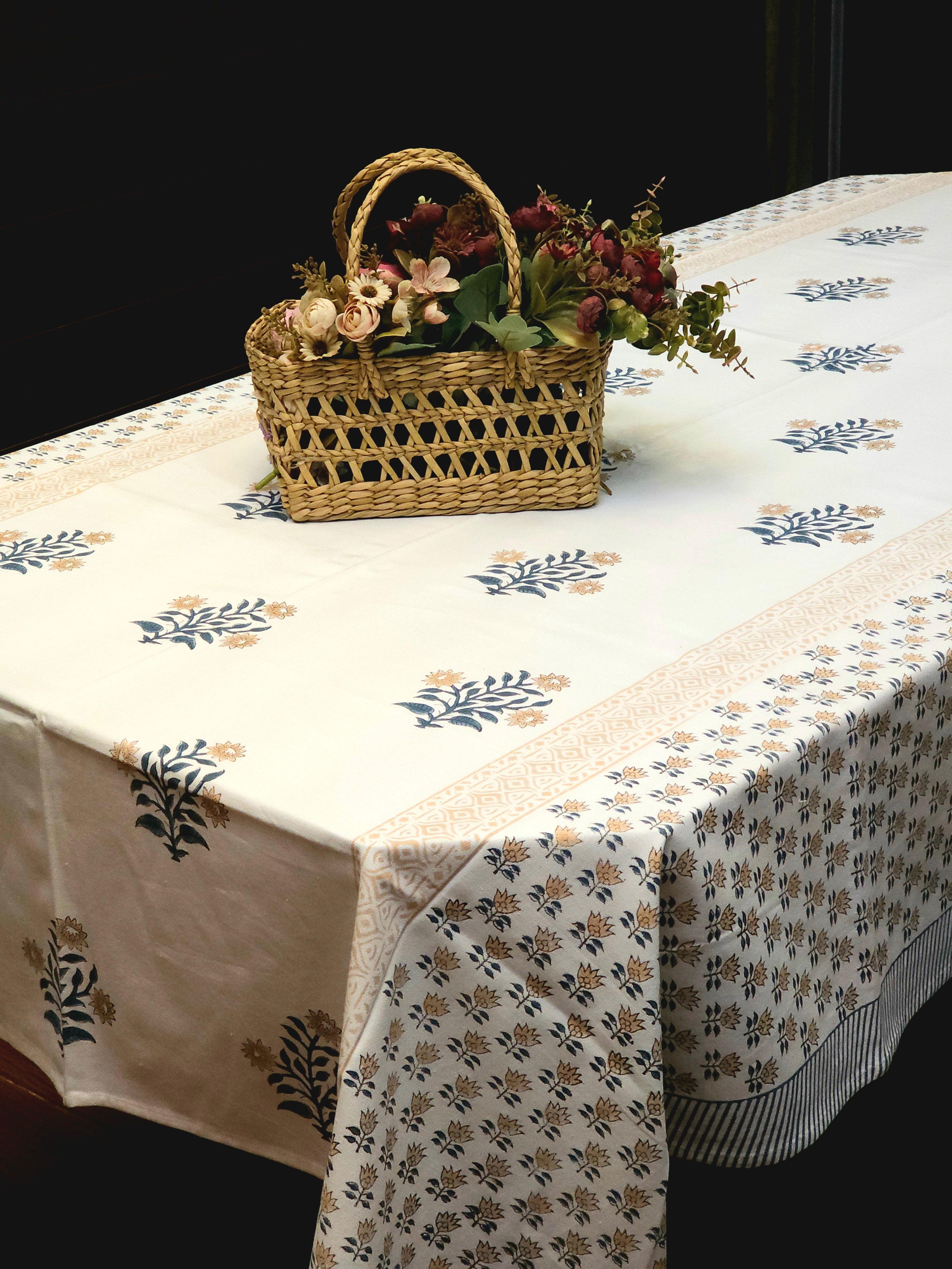 MUGHAL MAHAL SIX & EIGHT SEATER HANDBLOCK PRINTED TABLECLOTH
