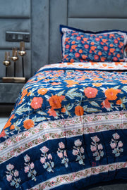 HAND BLOCK PRINTED REVERSIBLE FESTIVE QUILT