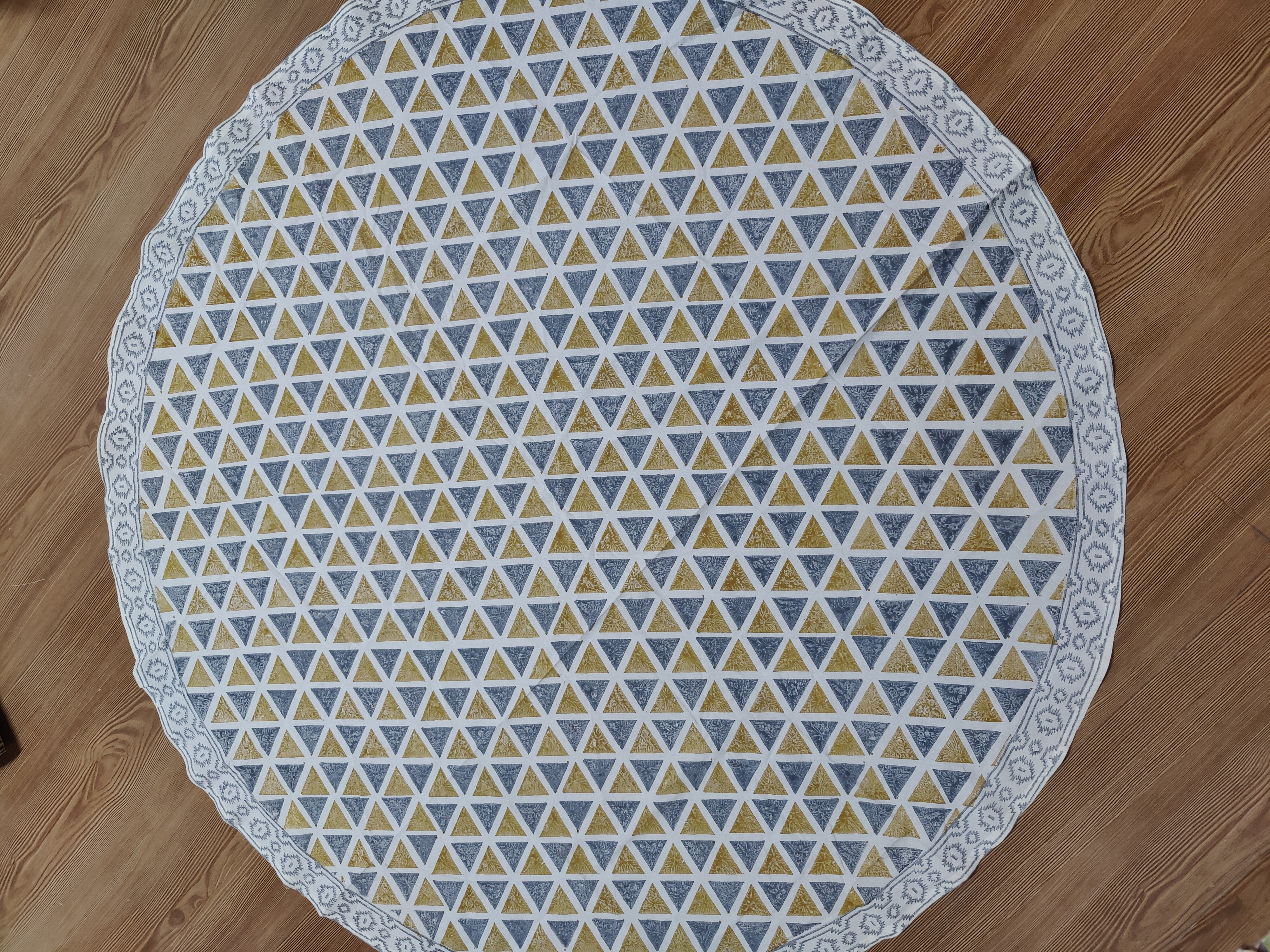 ROUND TABLE HANDBLOCK PRINTED TABLECLOTH