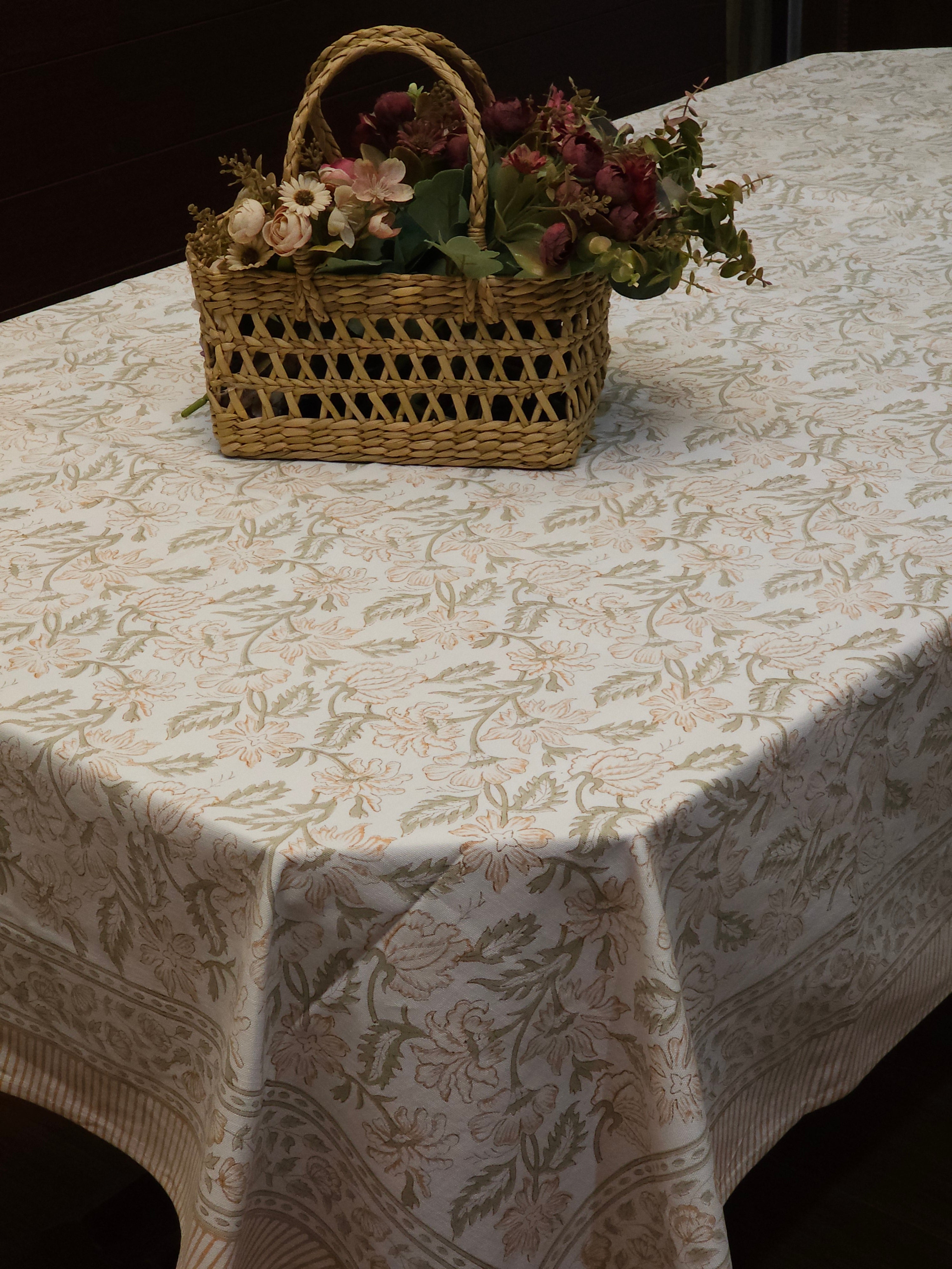 FRESH FUSION SIX & EIGHT SEATER HANDBLOCK PRINTED TABLECLOTH