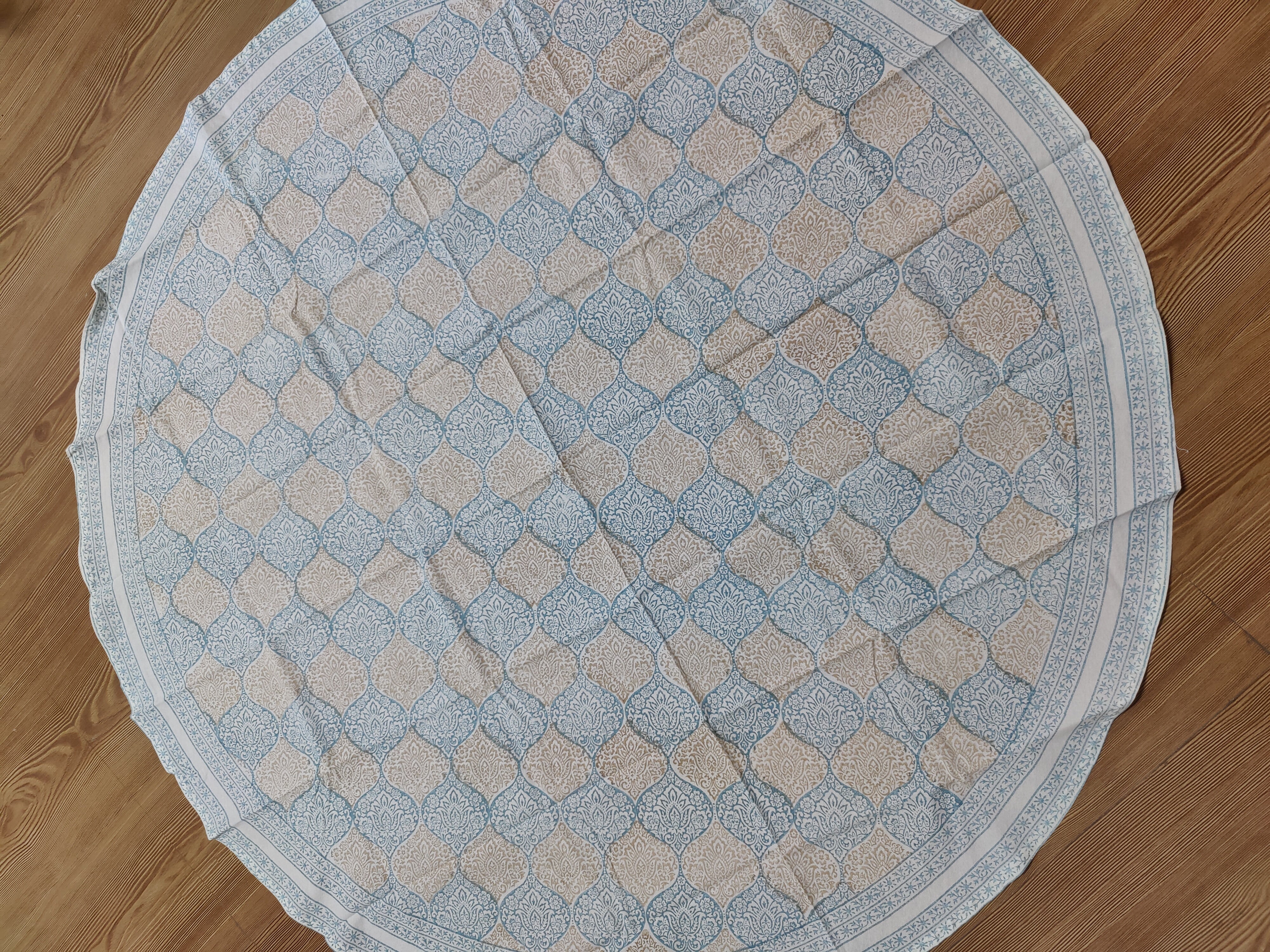 ROUND TABLE HANDBLOCK PRINTED TABLECLOTH