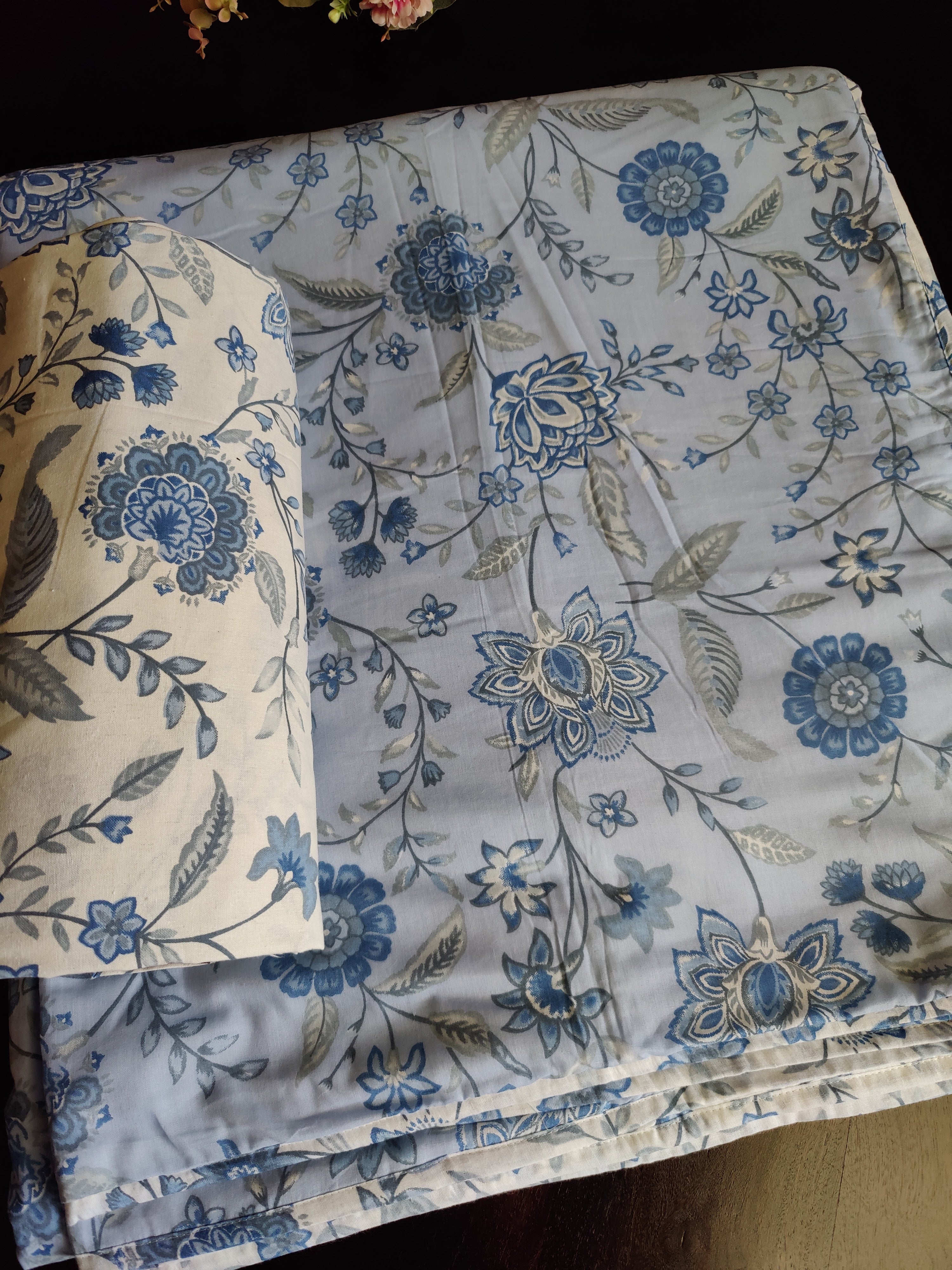 FLORAL SHALIMAR REVERSIBLE MULMUL DOHAR