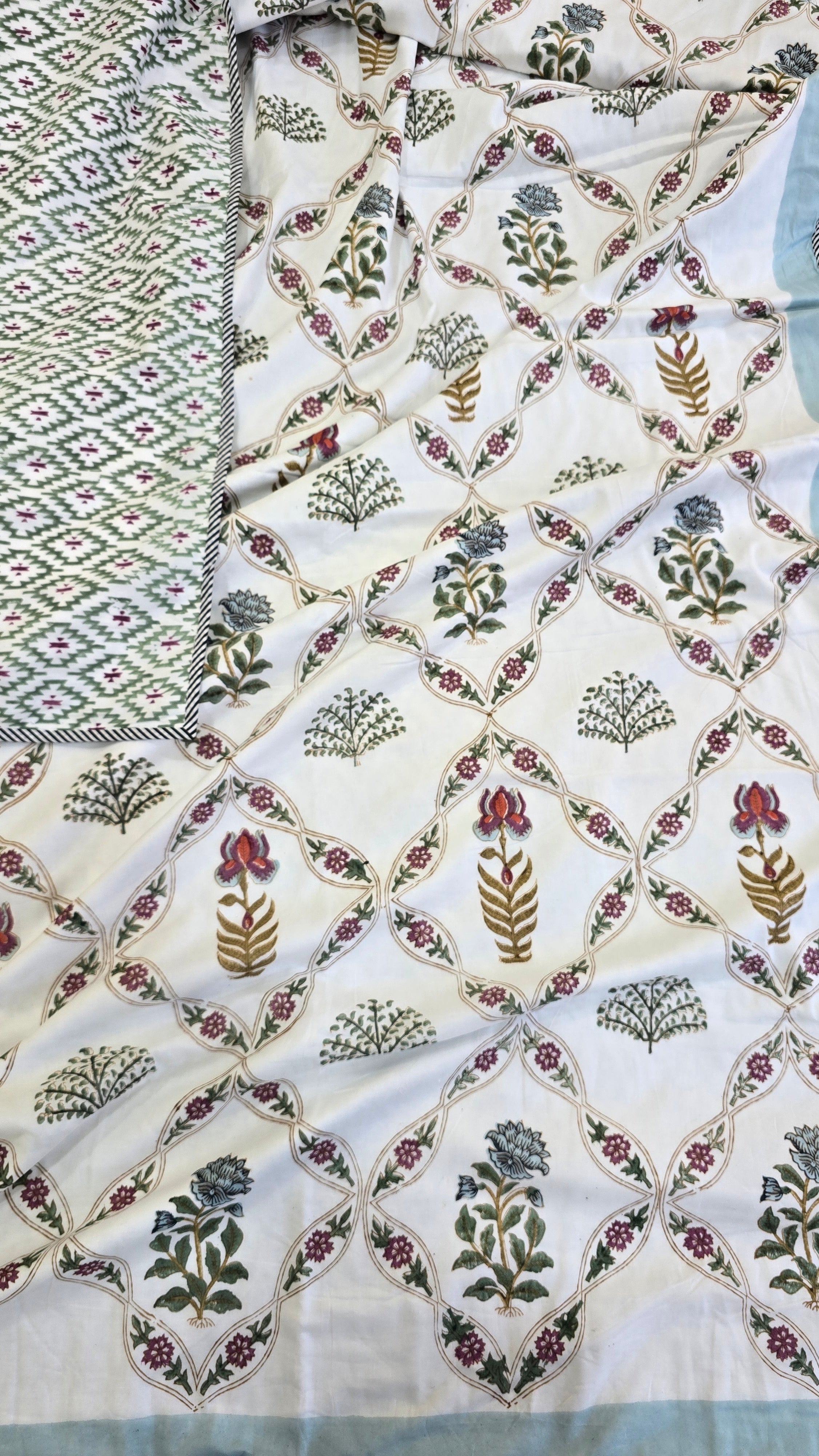 VILASA HANDBLOCK PRINTED REVERSIBLE MULMUL DOHAR