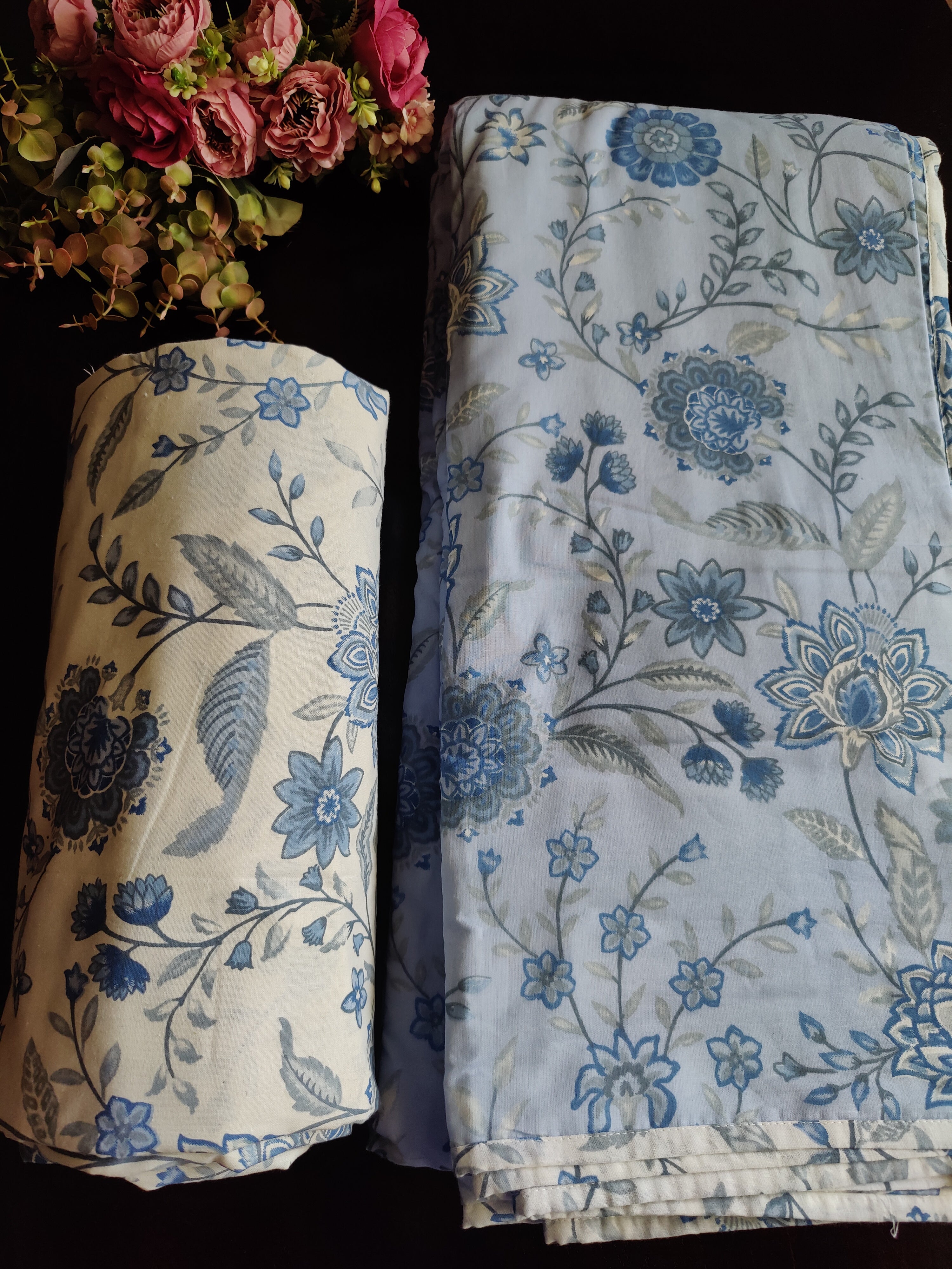 FLORAL SHALIMAR REVERSIBLE MULMUL DOHAR