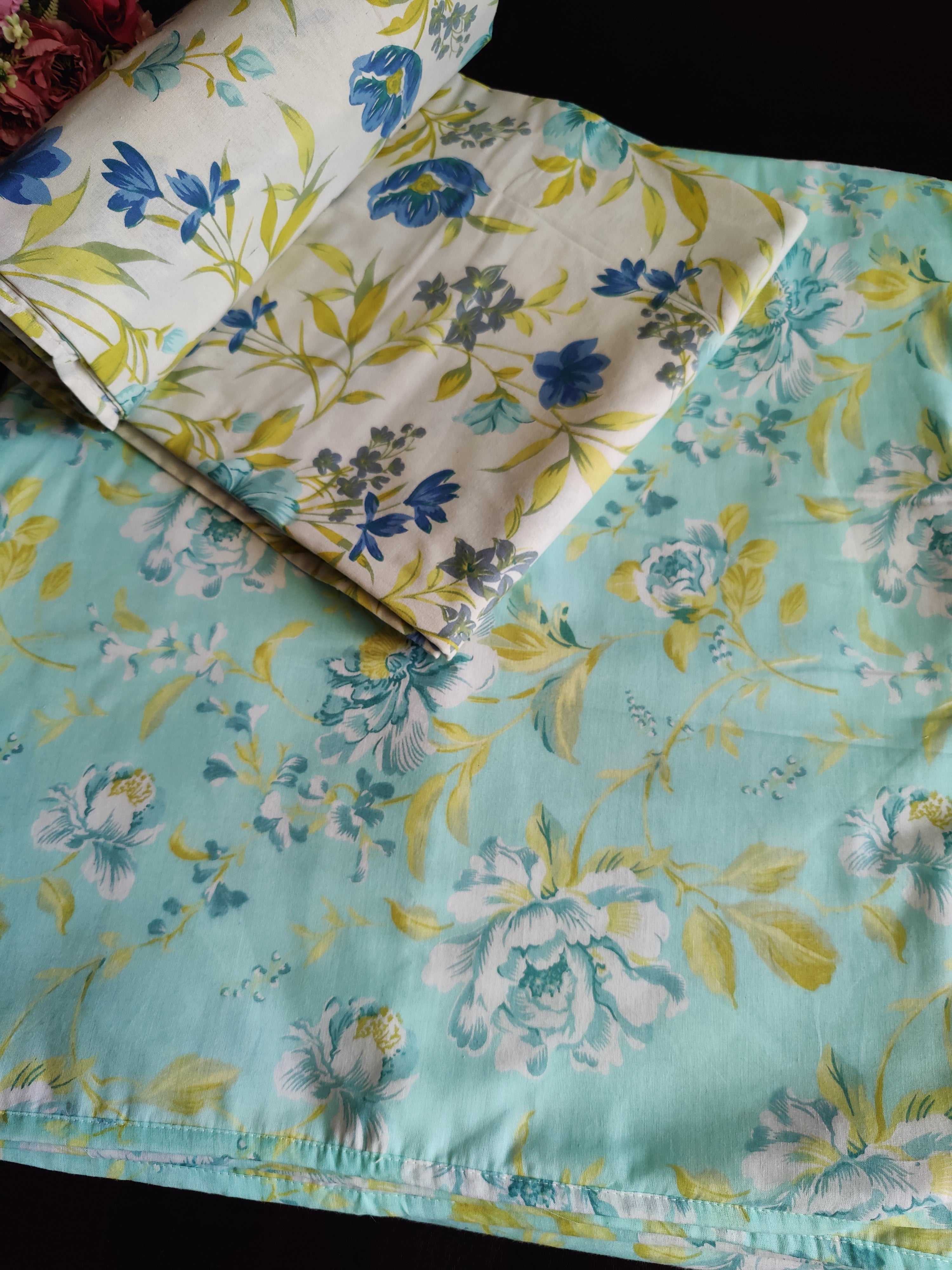FLORAL SHALIMAR REVERSIBLE MULMUL DOHAR