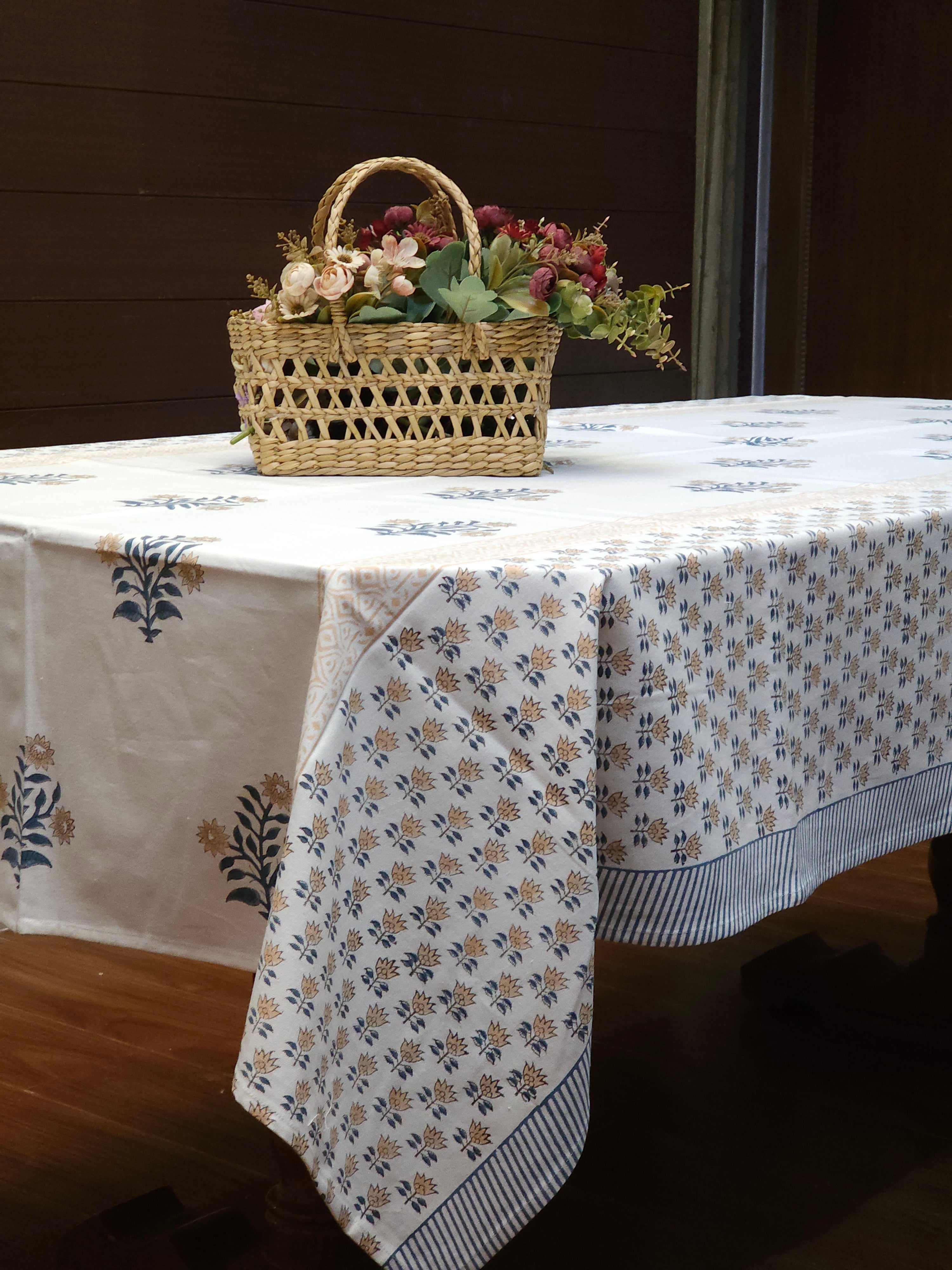 MUGHAL MAHAL SIX & EIGHT SEATER HANDBLOCK PRINTED TABLECLOTH