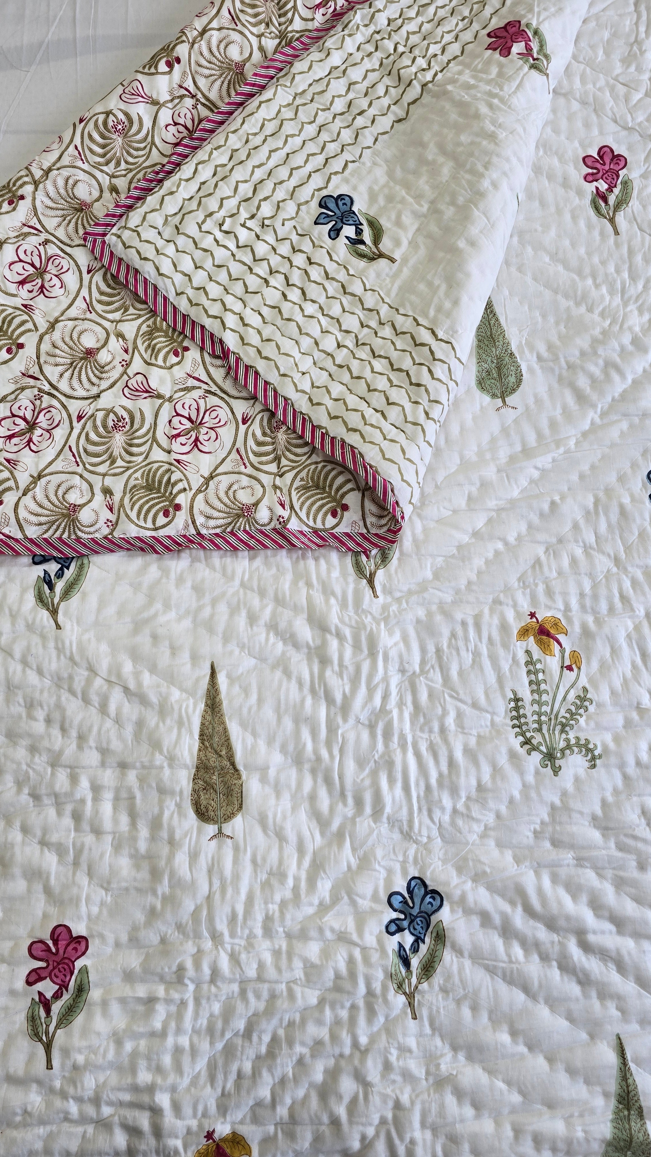 RAAHI HANDBLOCK PRINTED SINGLE QUILT