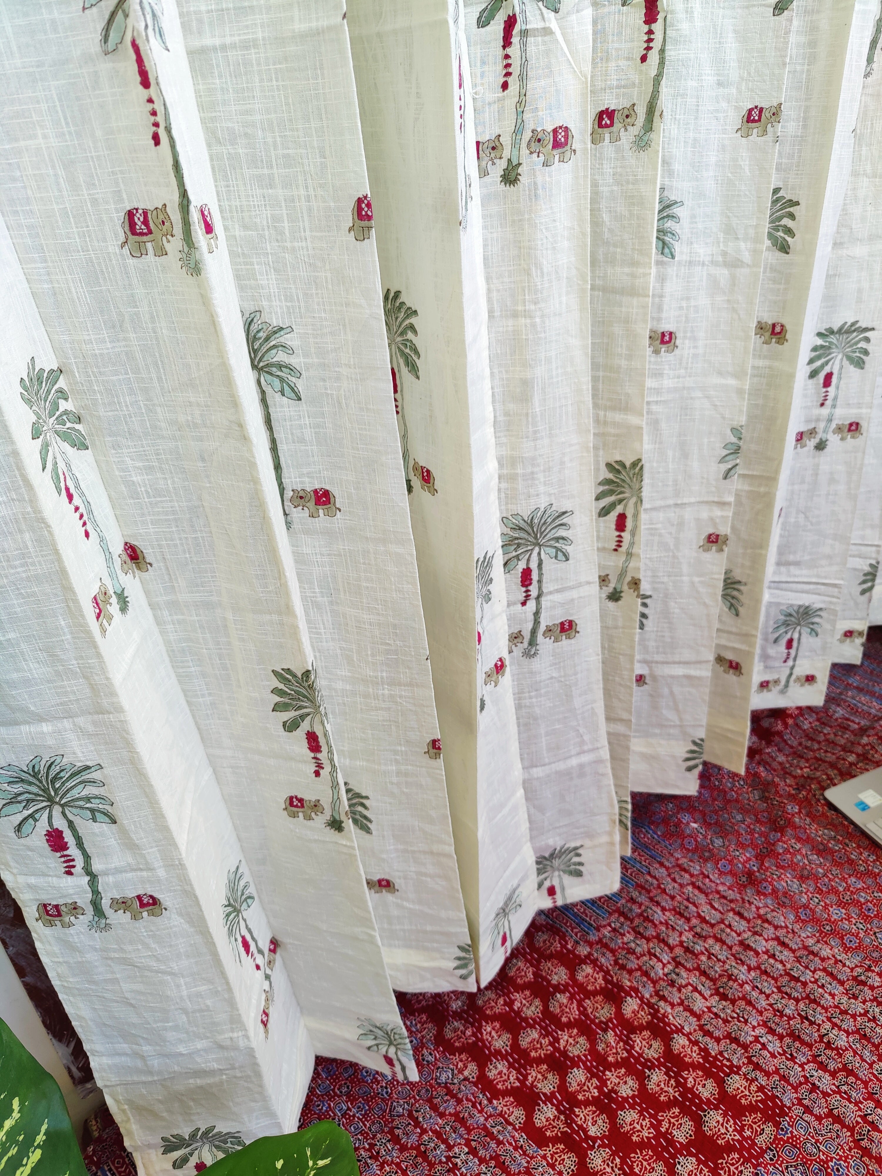 MINI ELEPHANT HANDBLOCK PRINTED CURTAIN
