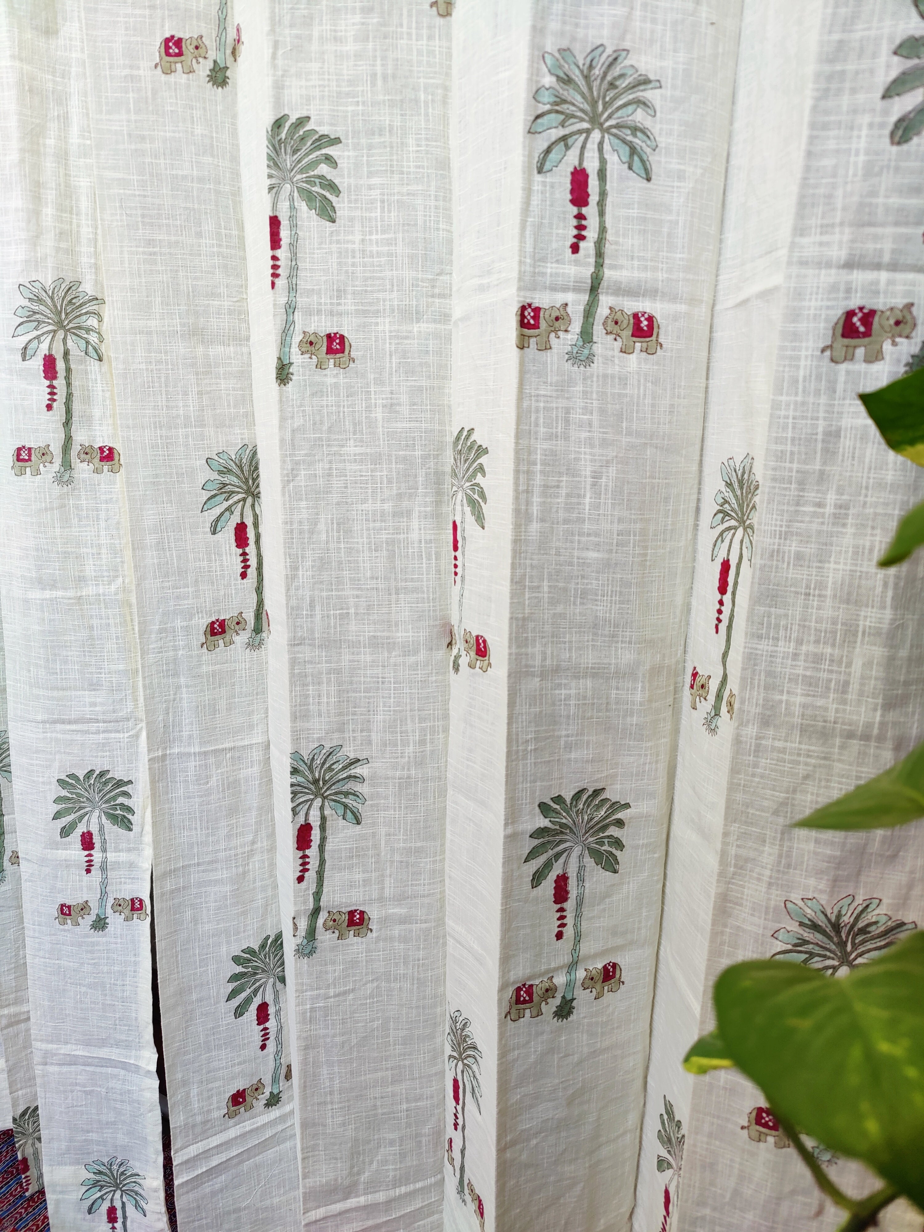 MINI ELEPHANT HANDBLOCK PRINTED CURTAIN