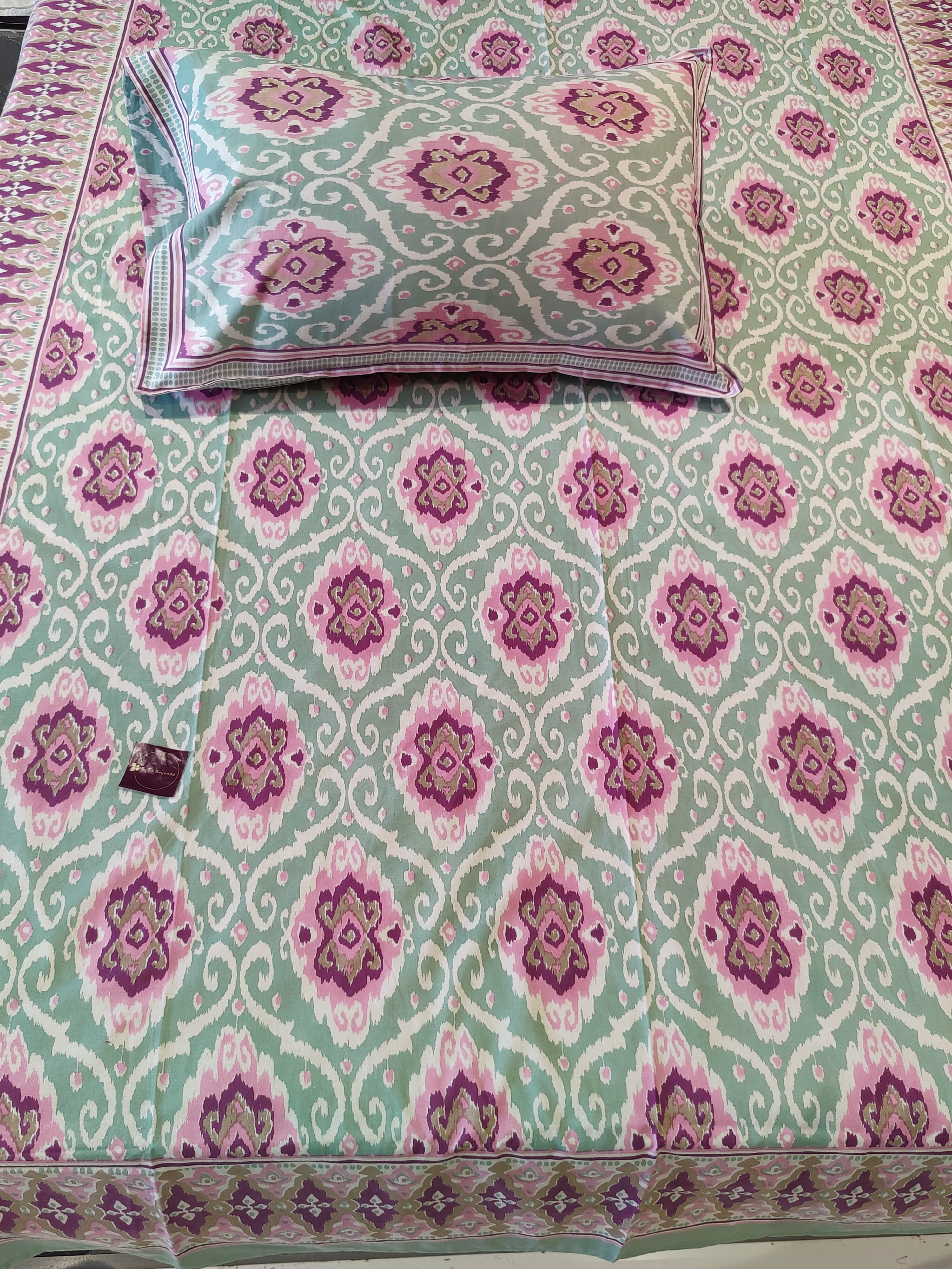IKKAT SINGLE BEDSHEET WITH ONE PILLOW COVER