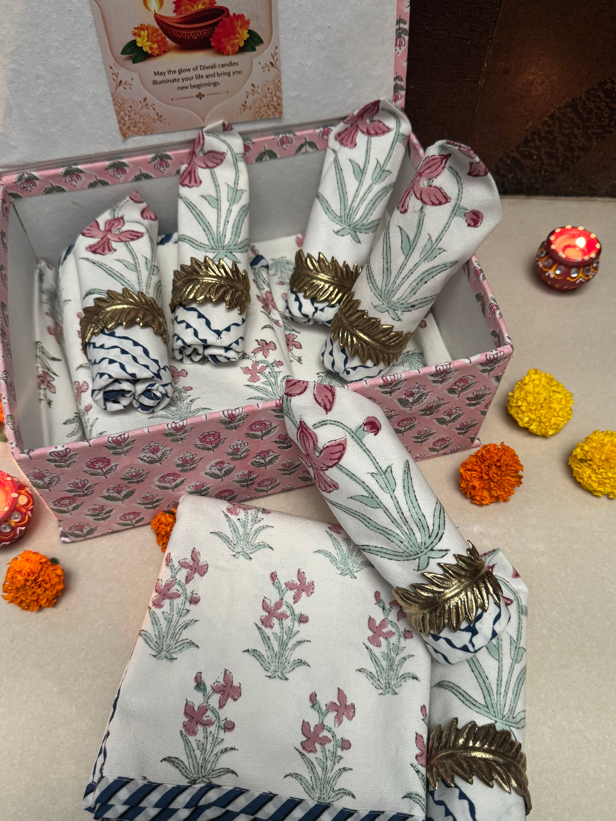 HAND BLOCK PRINTED GIFT BOX - TABLE LINEN