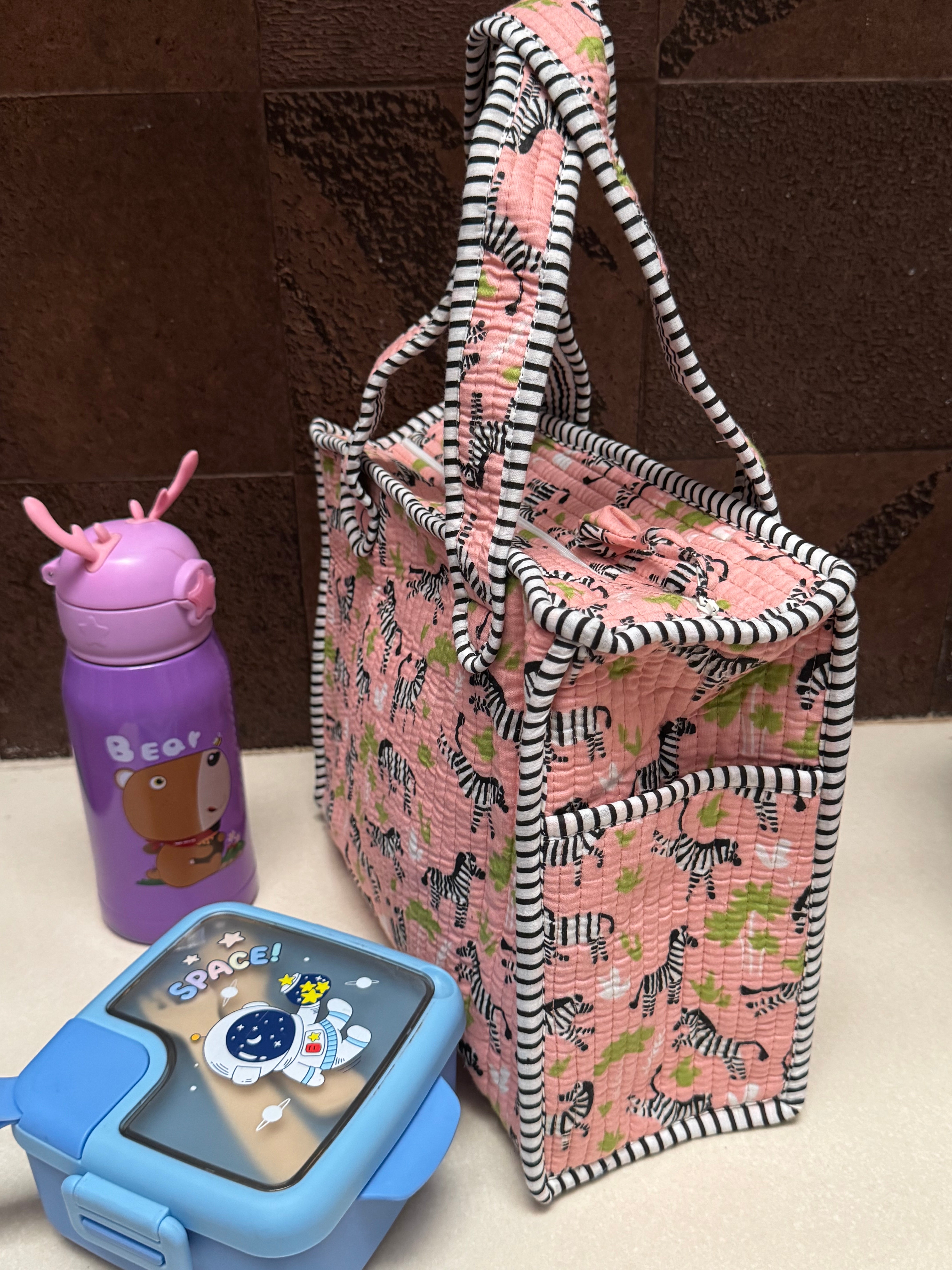 KIDS PRINT MINI TOTE BAG WITH ZIP