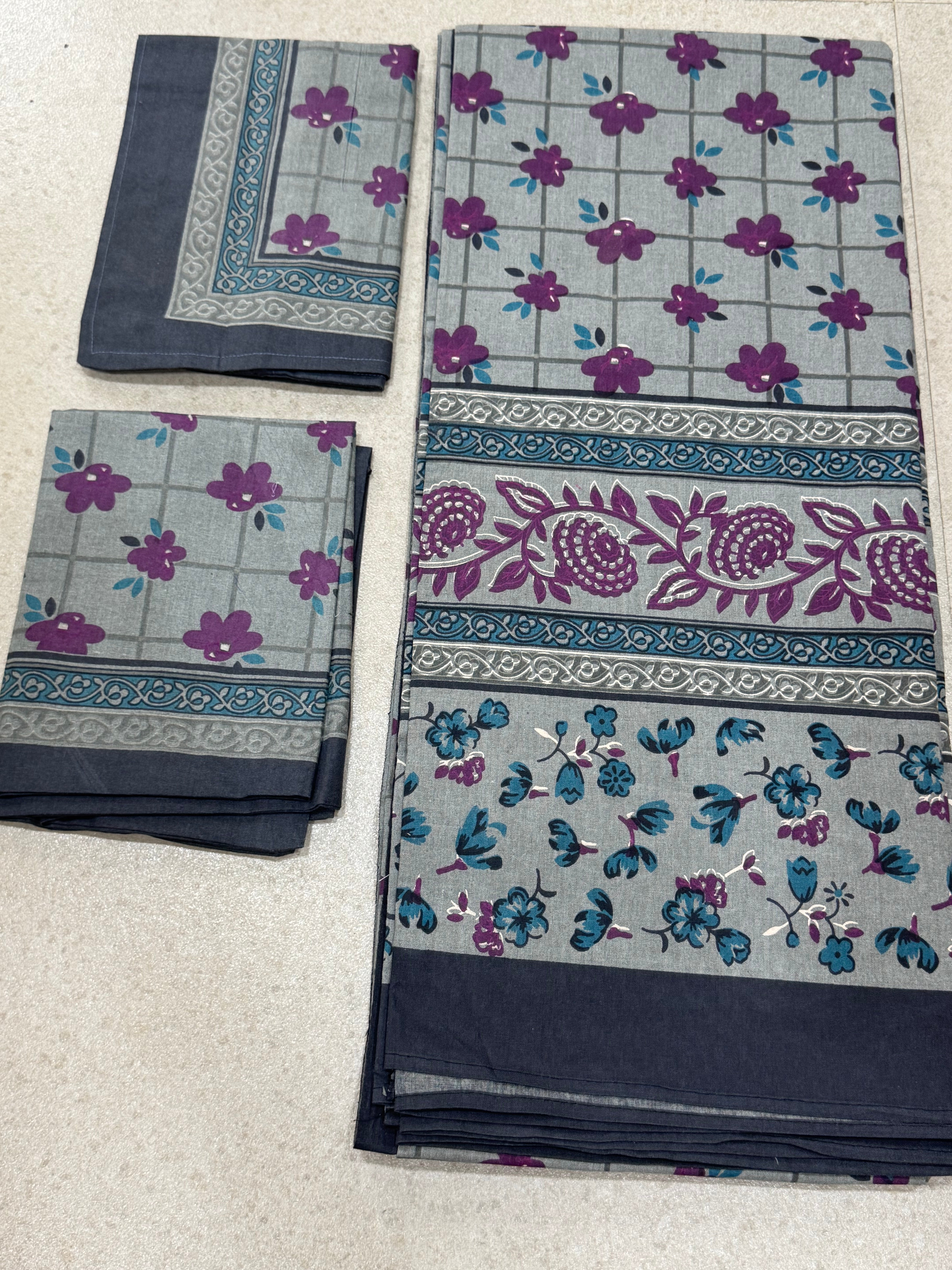 PURE COTTON BEDSHEET WITH TWO PILLOW CASES