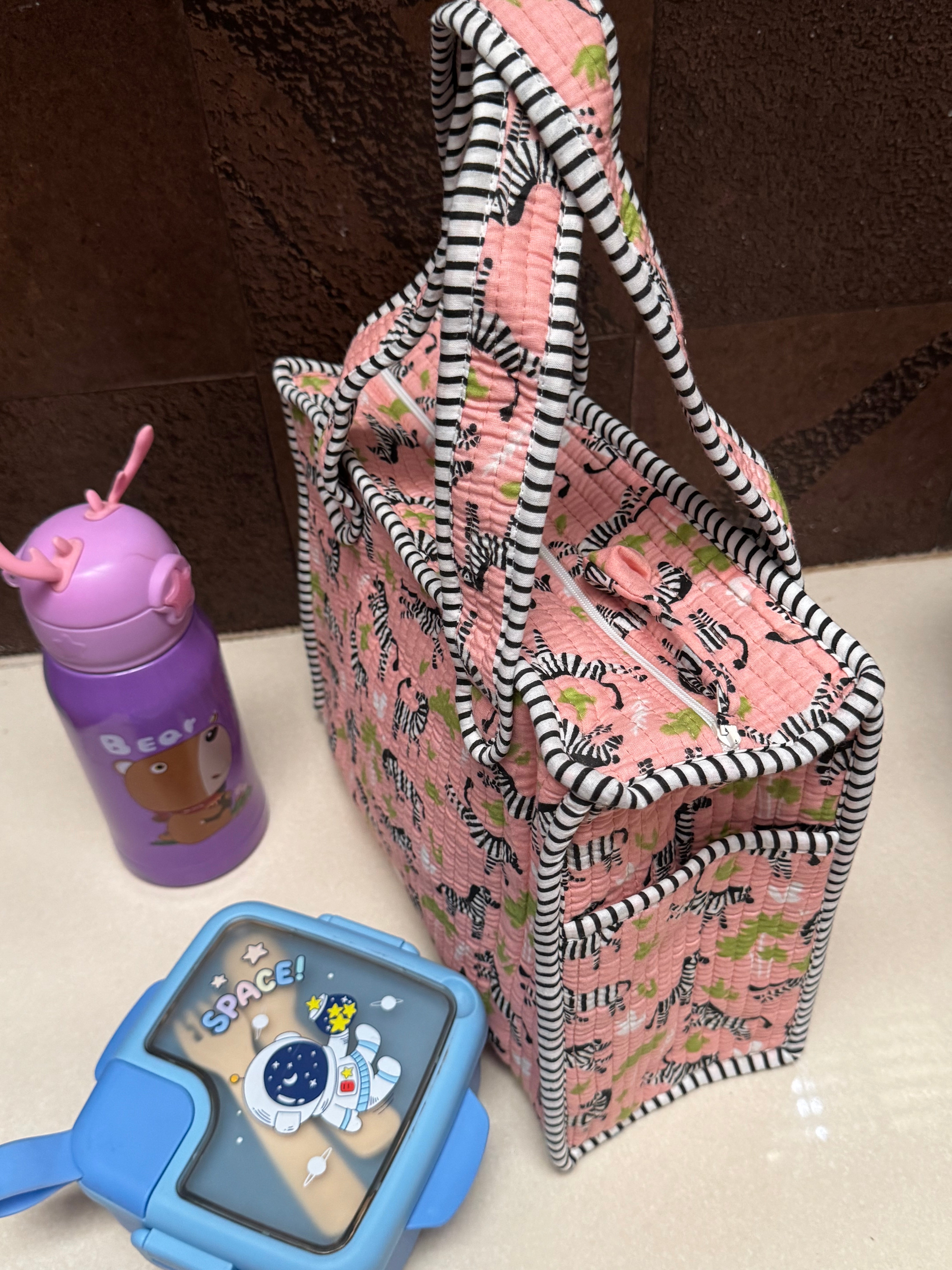 KIDS PRINT MINI TOTE BAG WITH ZIP