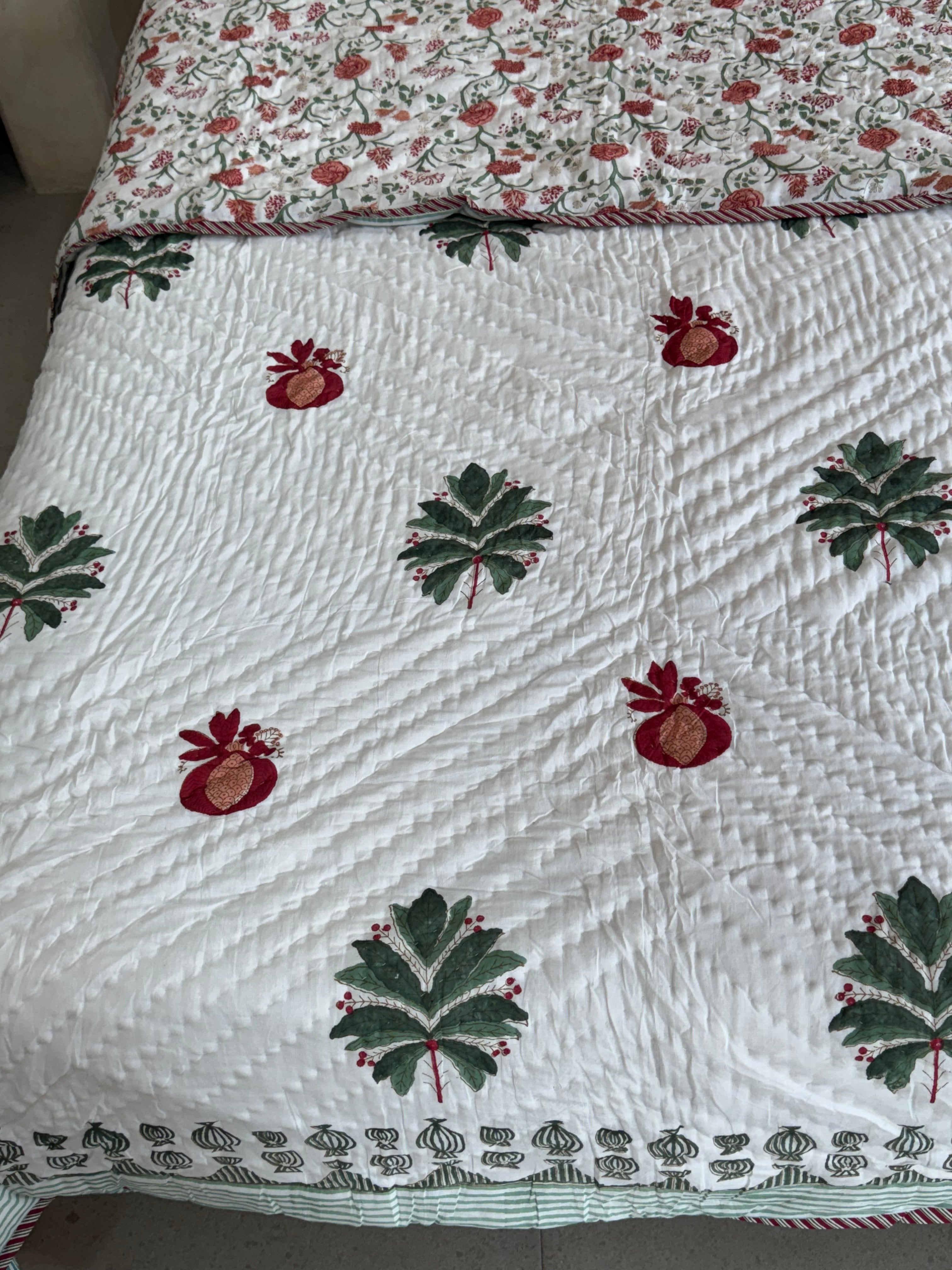NISHAT HANDBLOCK PRINTED SINGLE QUILT