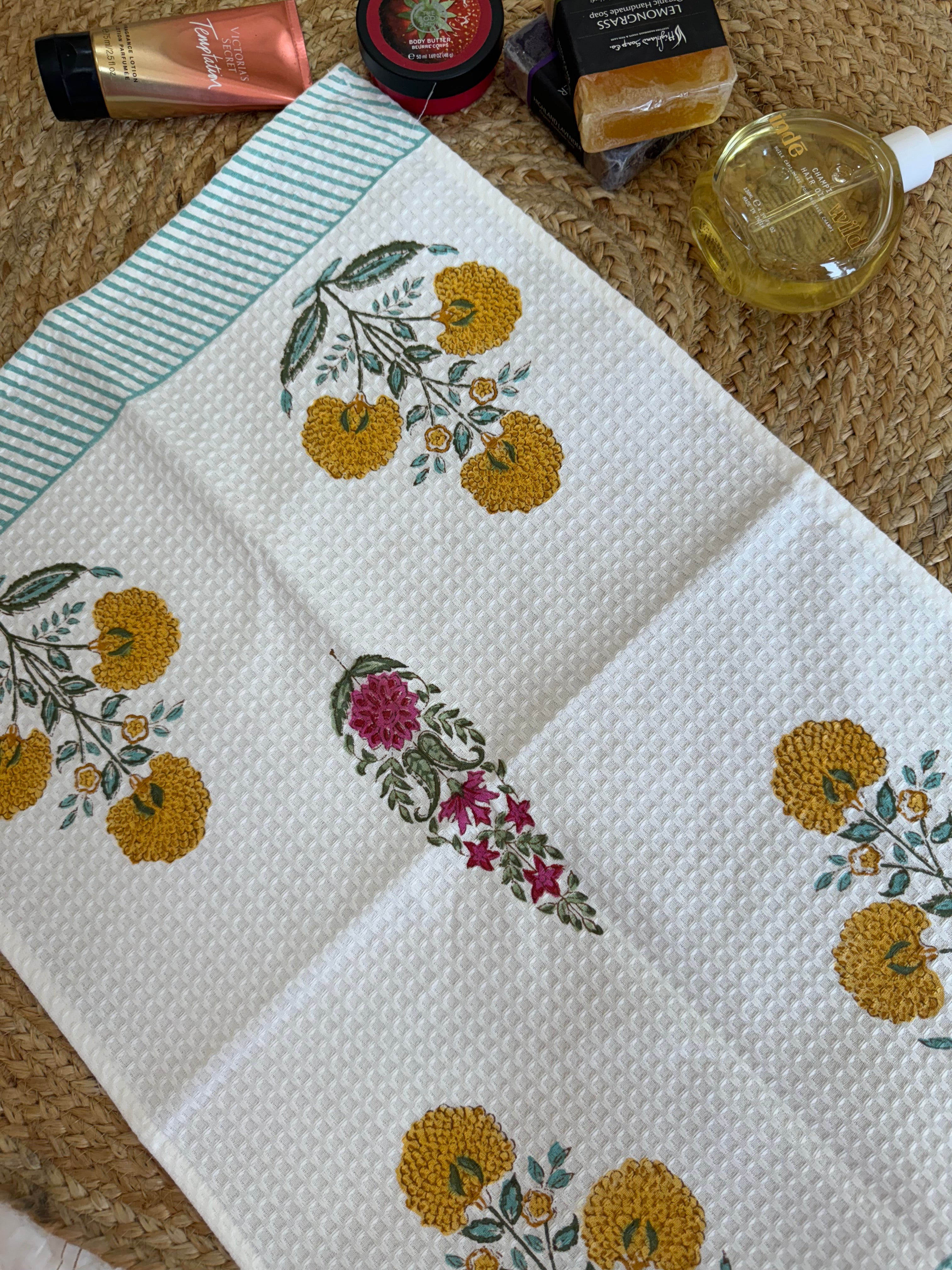 MARIGOLD HANDBLOCK PRINTED BODY / HAND TOWEL / NAPKIN