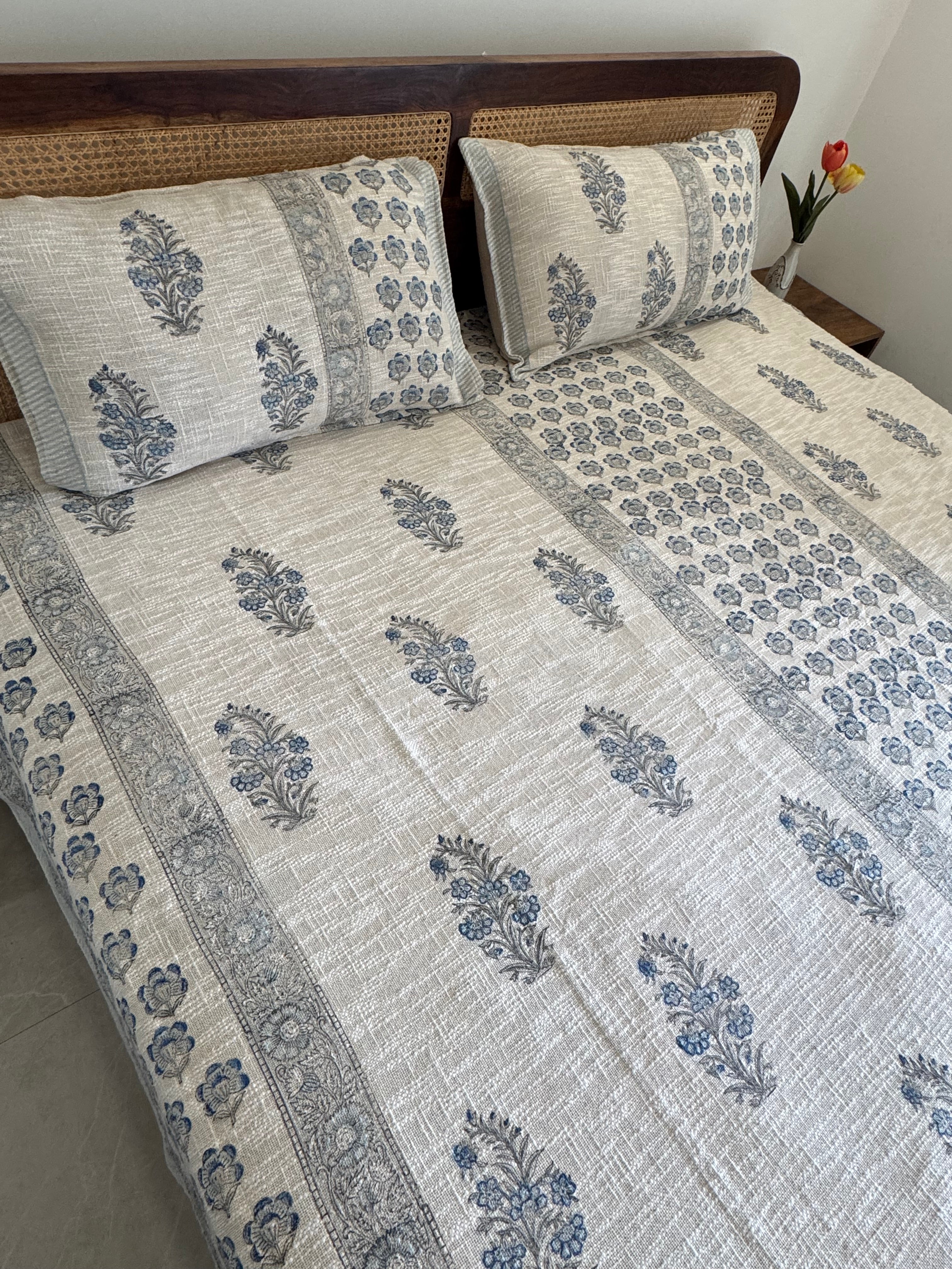 HAND BLOCK PRINTED JUTE BEDCOVER - 108 by 108 INCHES