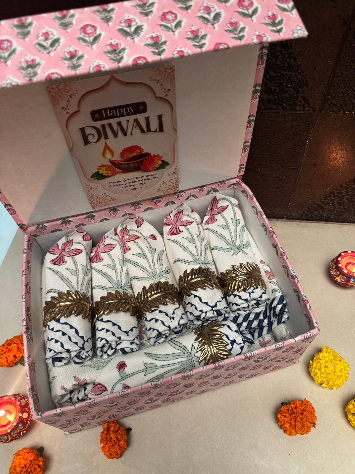 HAND BLOCK PRINTED GIFT BOX - TABLE LINEN