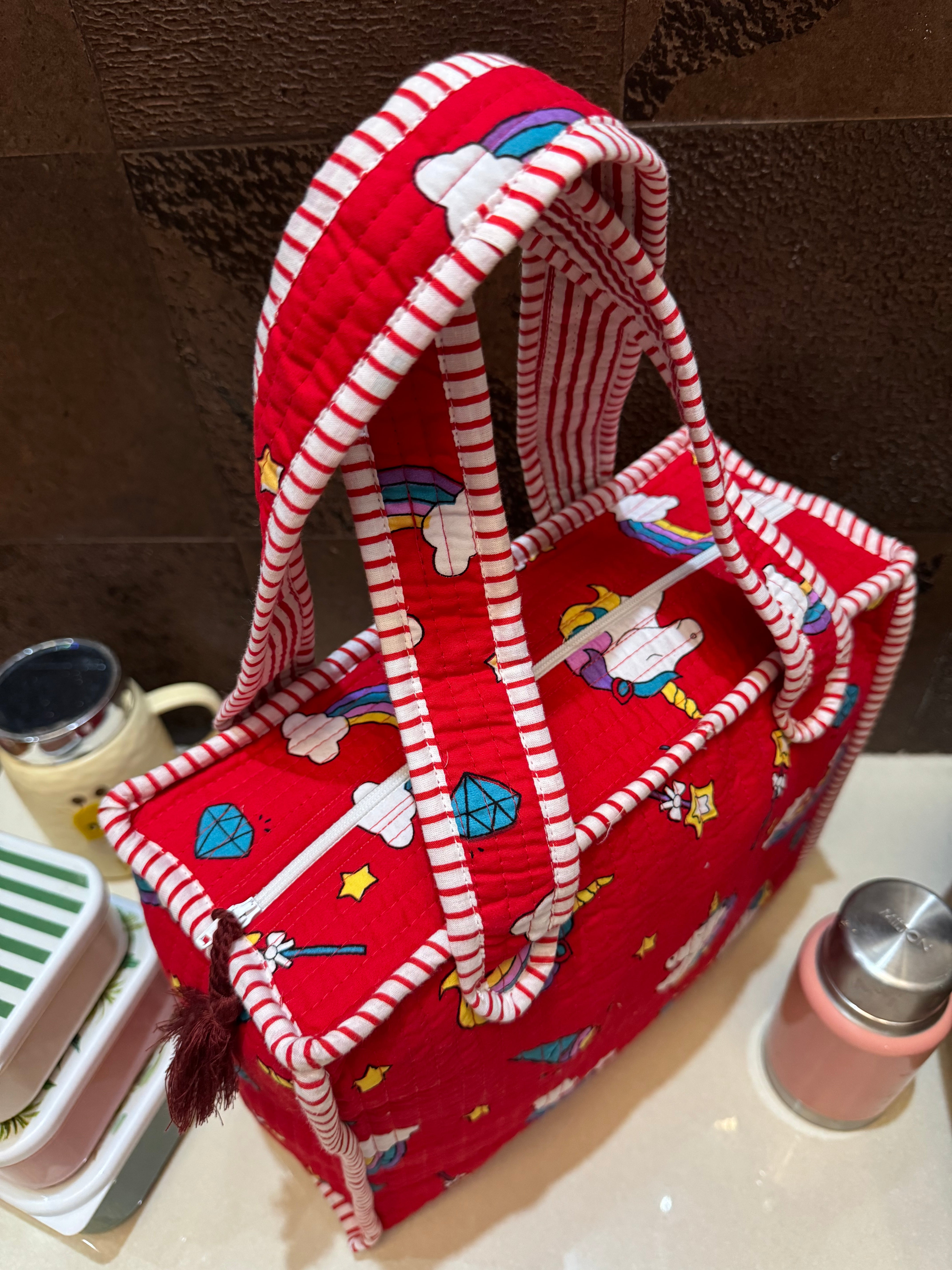 KIDS PRINT MINI TOTE BAG WITH ZIP