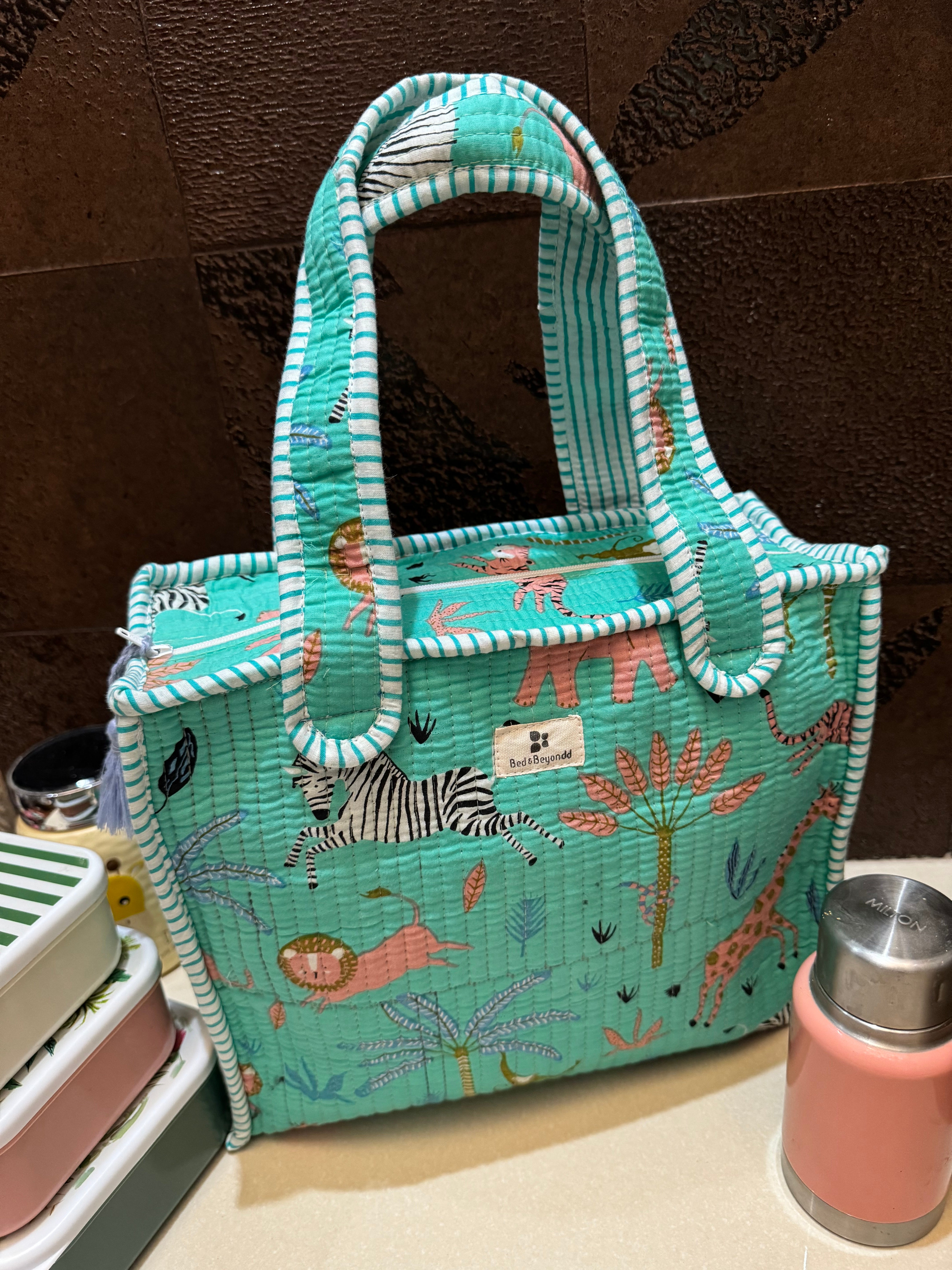 KIDS PRINT MINI TOTE BAG WITH ZIP