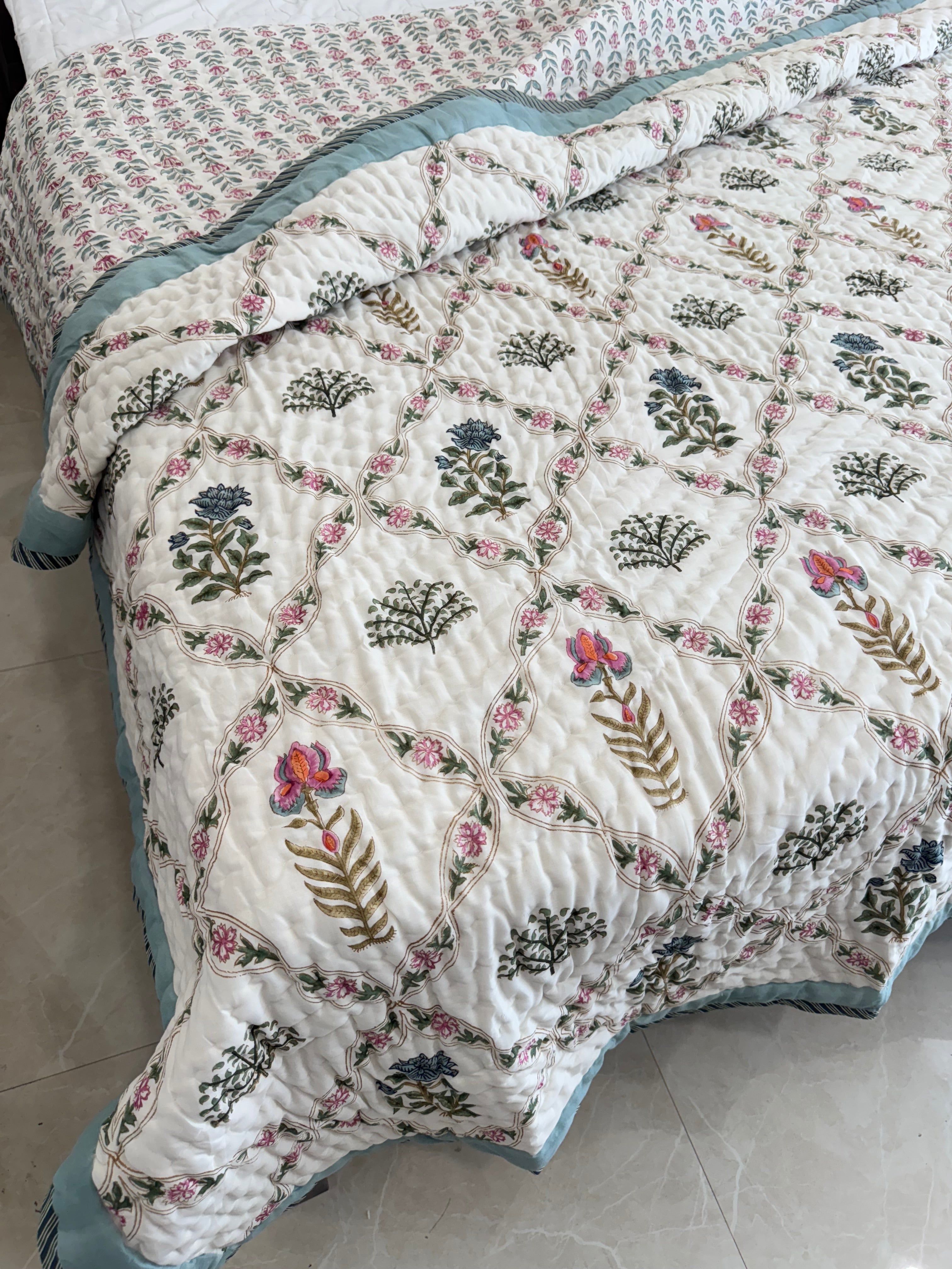 VILASA HAND BLOCK PRINTED REVERSIBLE QUILT (DOUBLE BED)