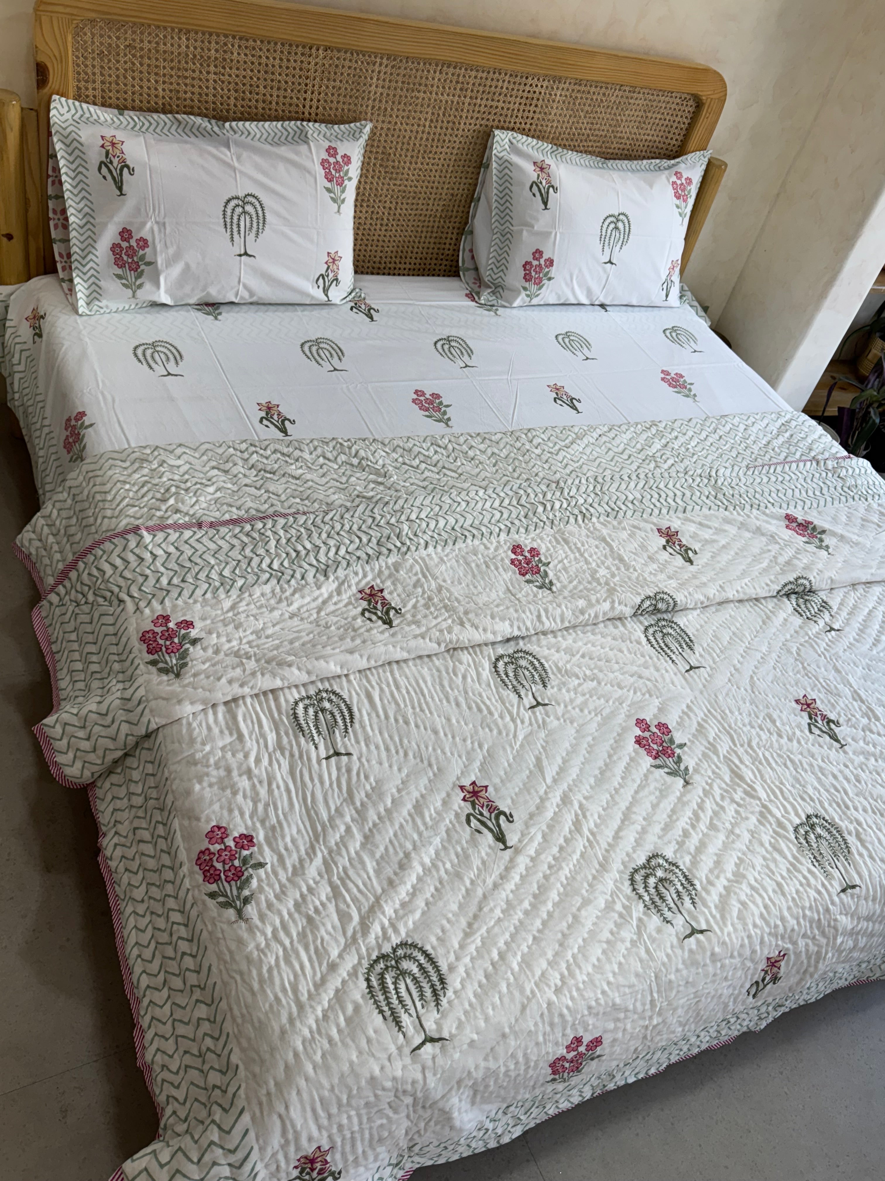 BLUSH BLOOM HANDBLOCK PRINTED BEDDING