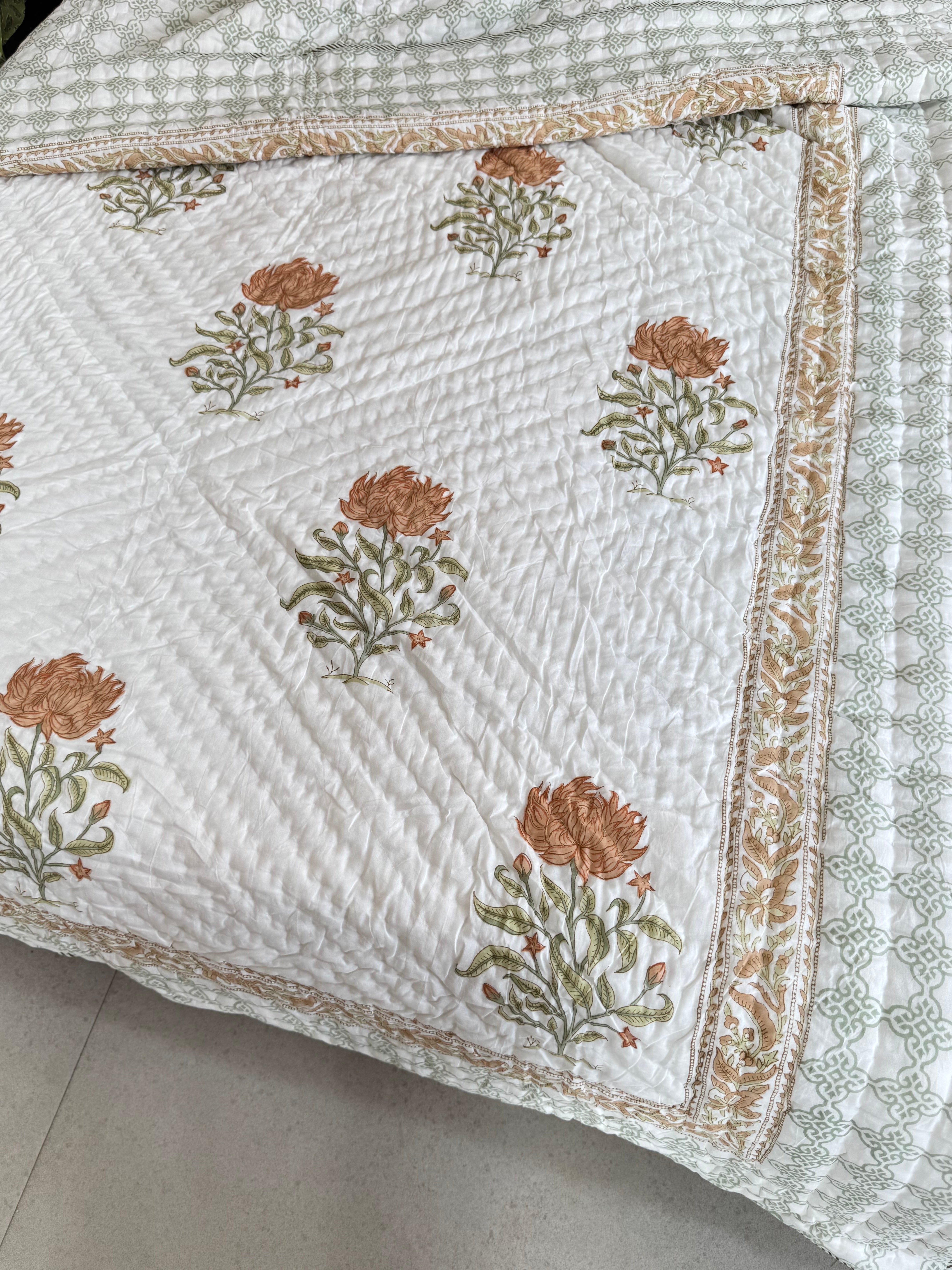 KUNDAN HANDBLOCK PRINTED SINGLE QUILT
