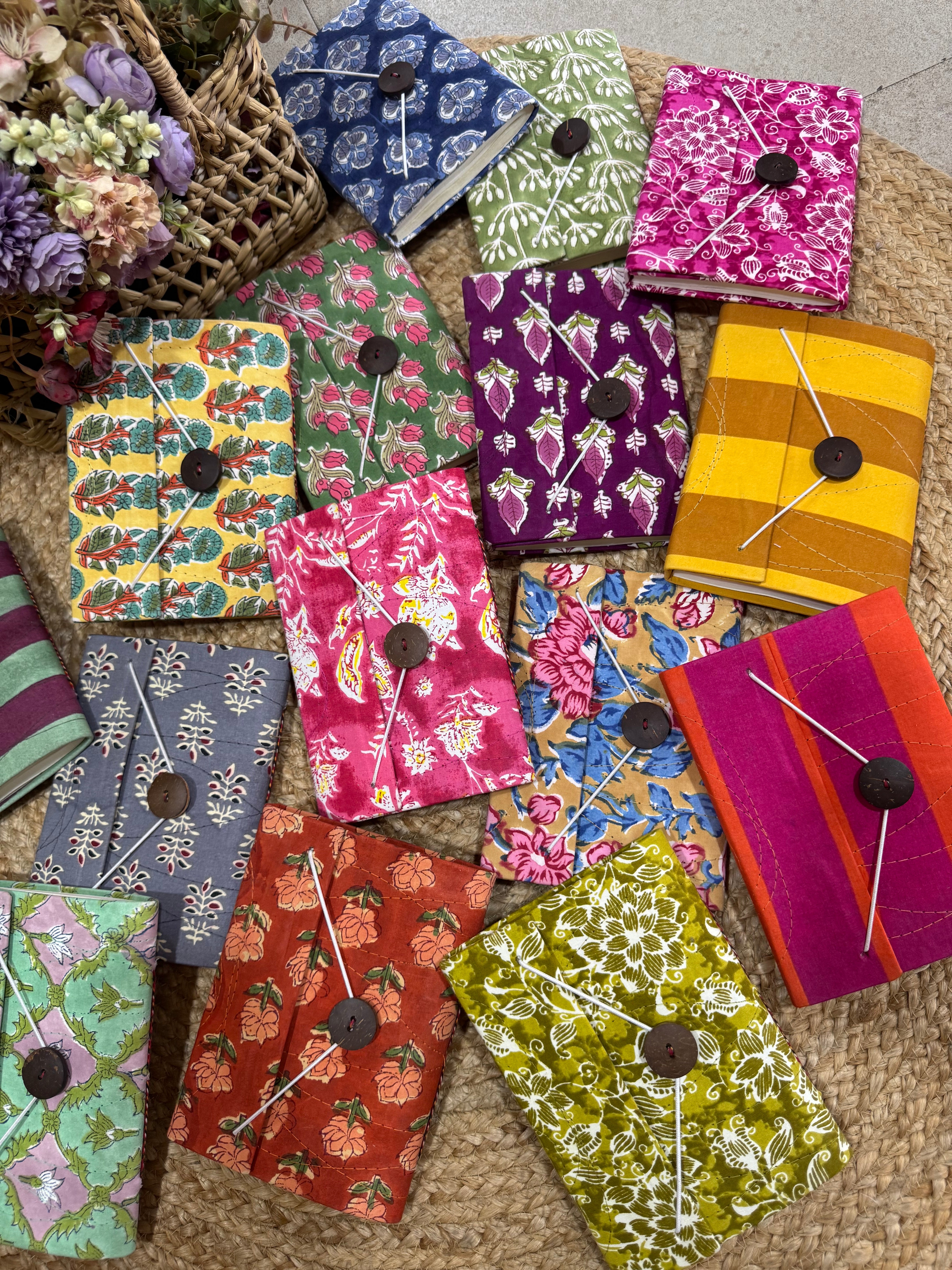 BLOCK PRINTED DIARY WITH BUTTON