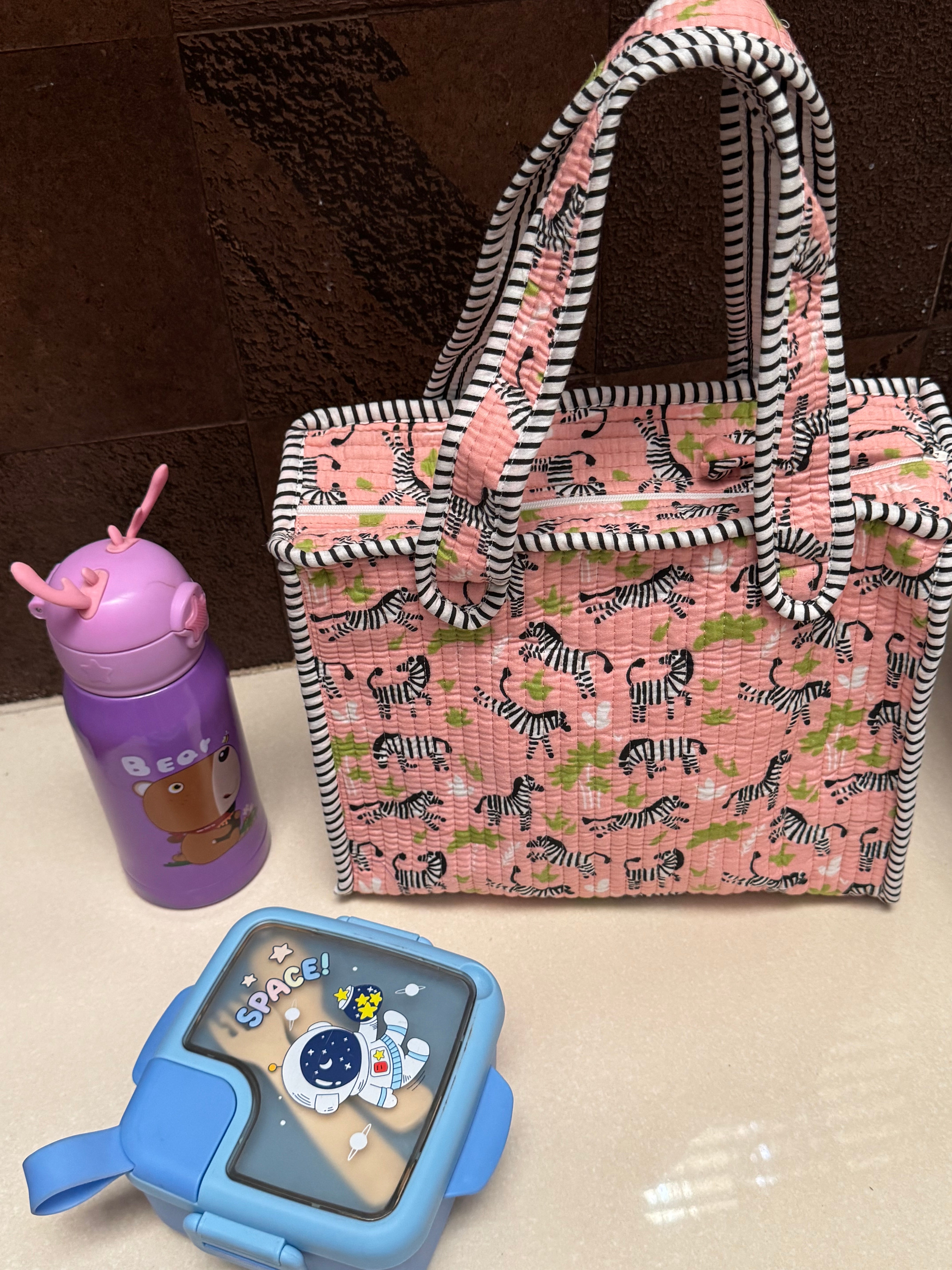 KIDS PRINT MINI TOTE BAG WITH ZIP