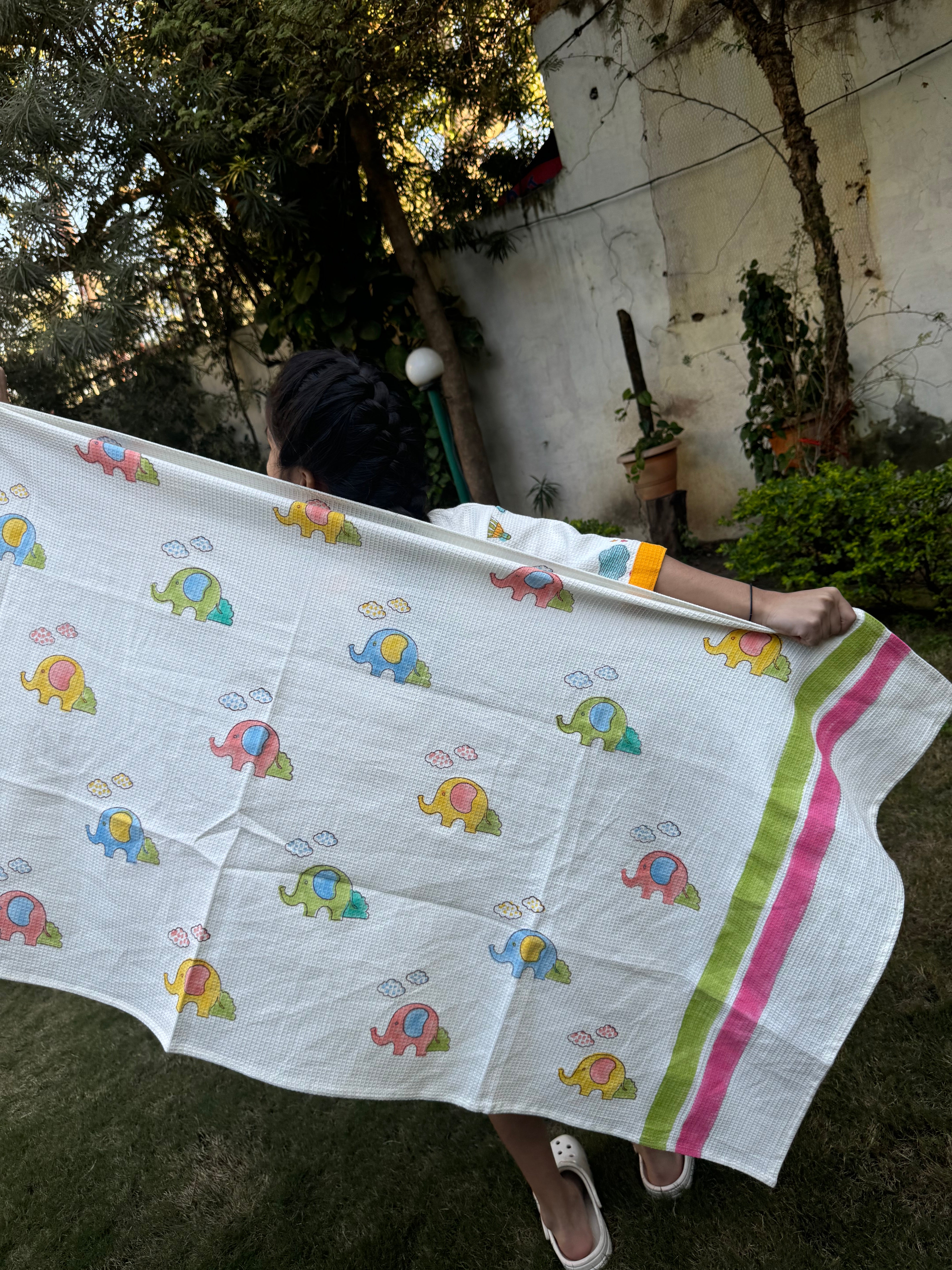 HAND BLOCK PRINTED KIDS BATH TOWEL