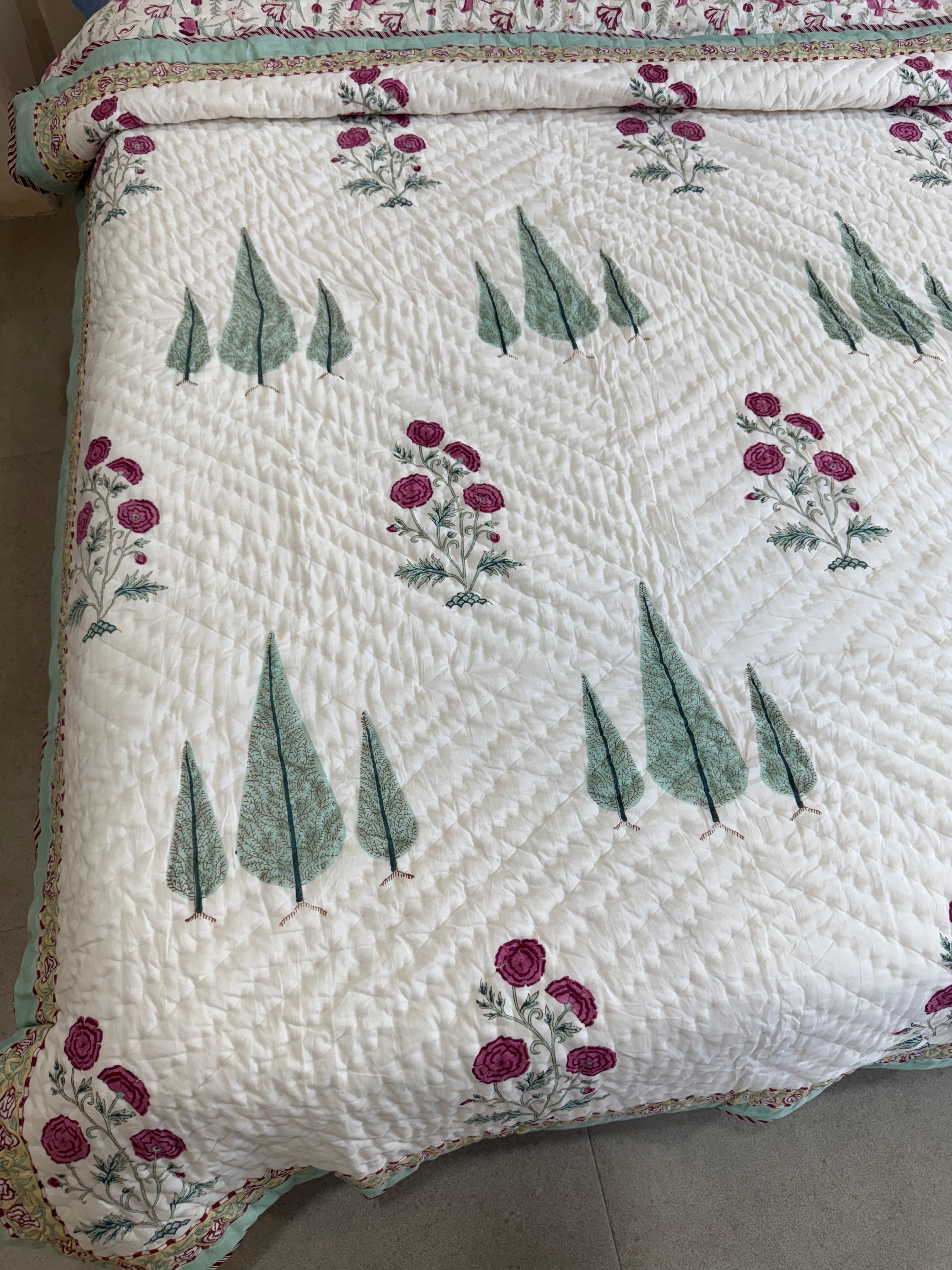 HANDBLOCK PRINTED SINGLE QUILT