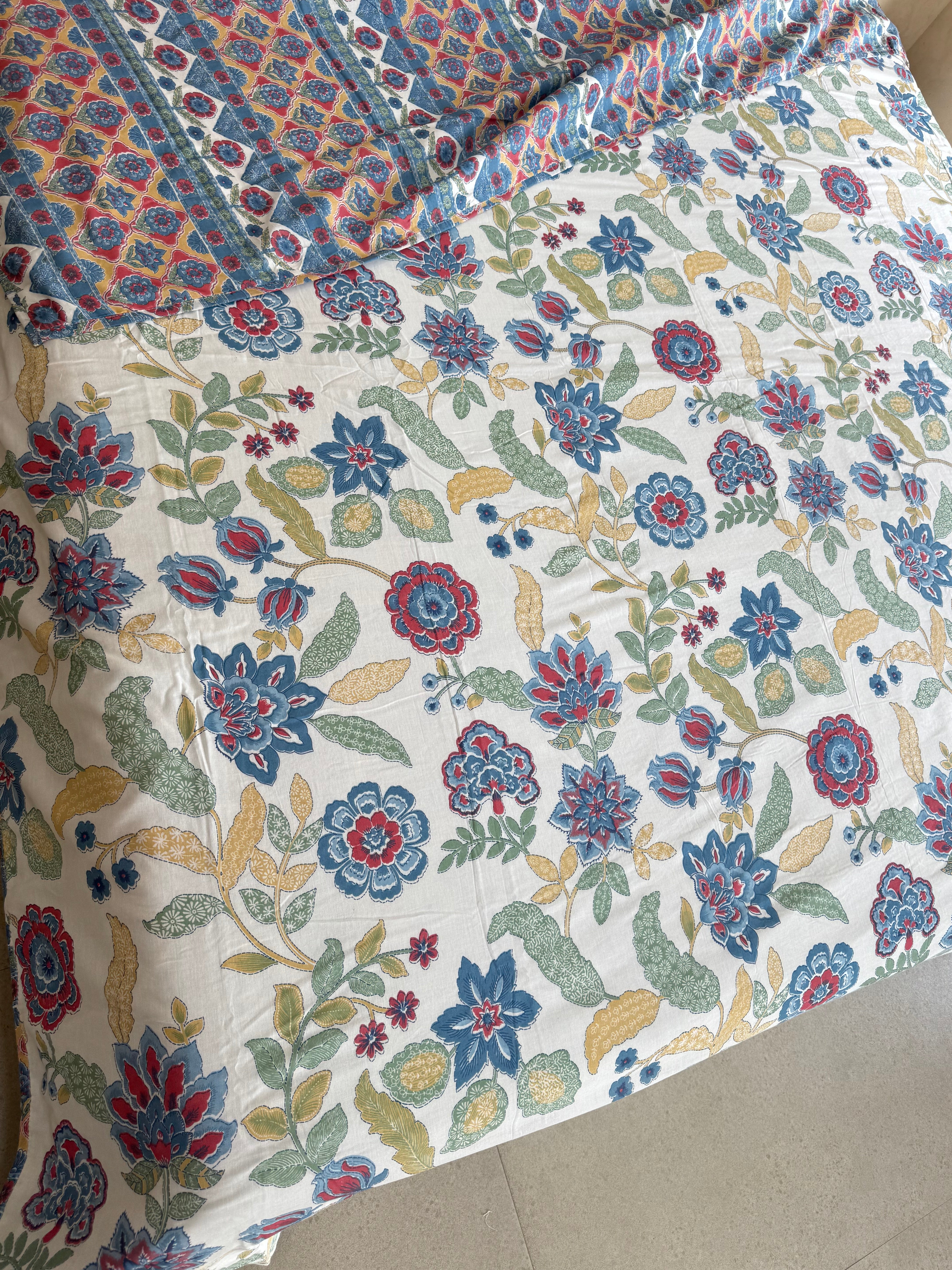 FLORAL SHALIMAR REVERSIBLE MULMUL DOHAR