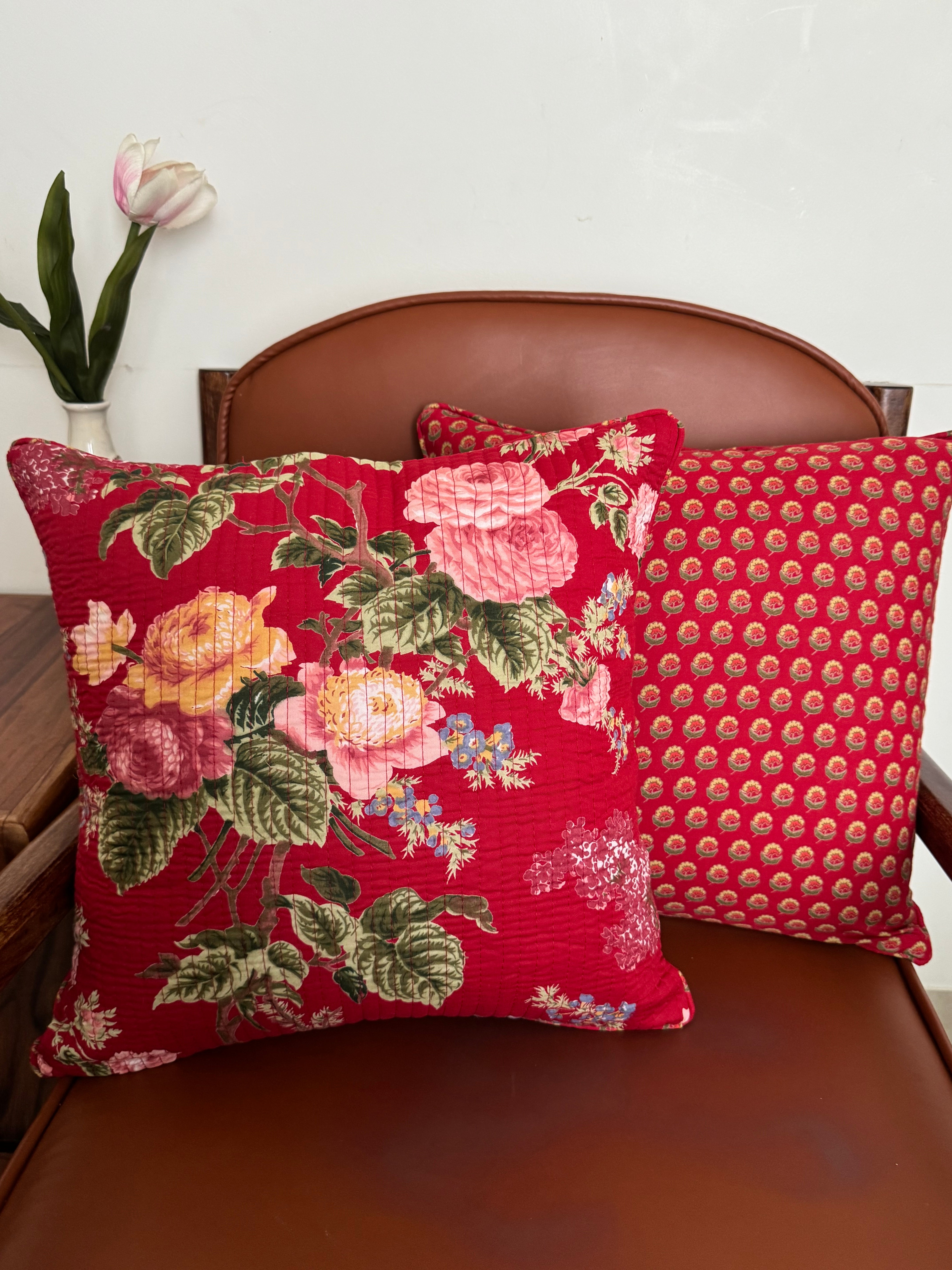 KANAK - SINGLE PIECE QUILTED 16 BY 16 INCHES CUSHION COVERS