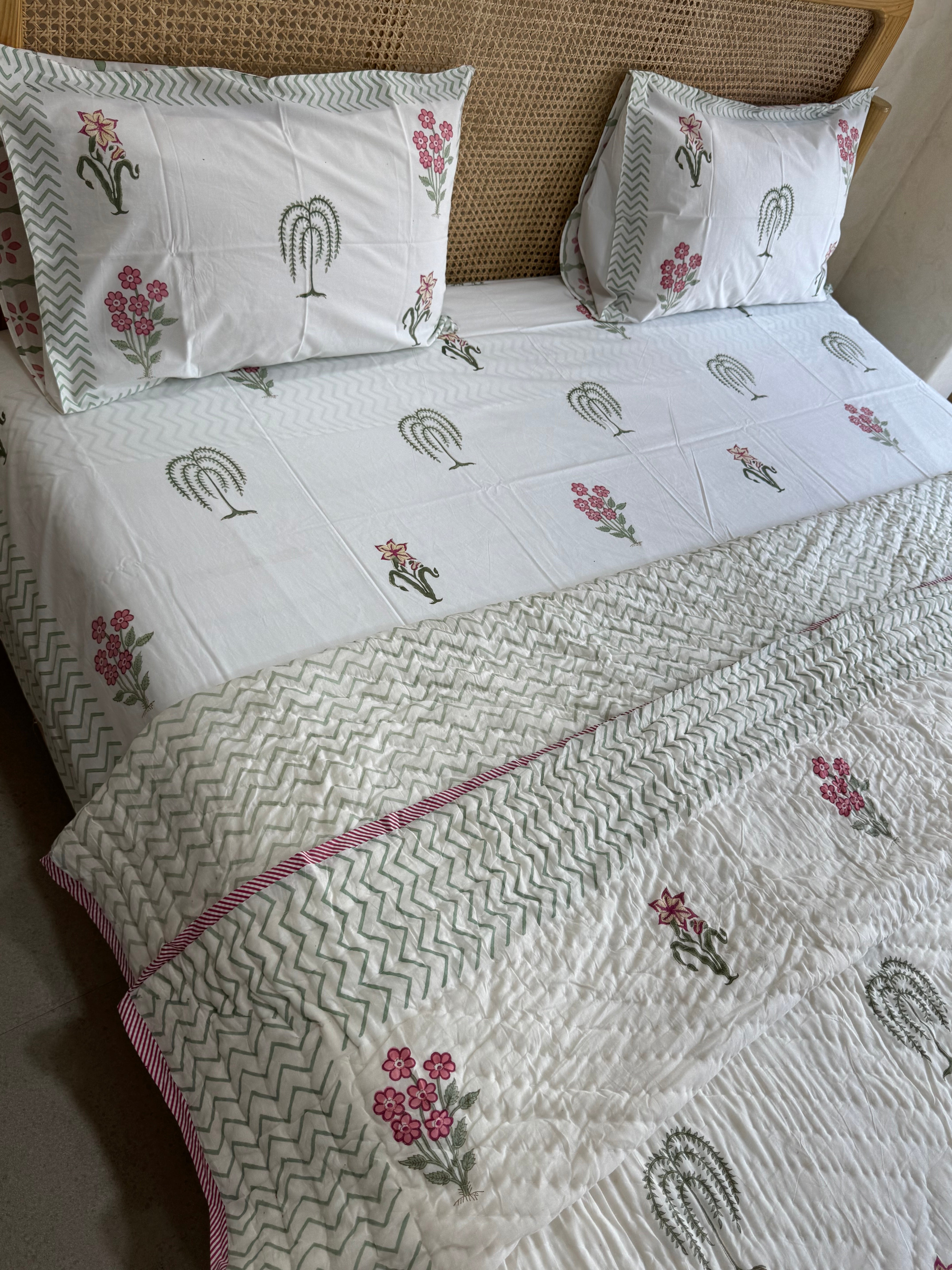 BLUSH BLOOM HANDBLOCK PRINTED BEDDING