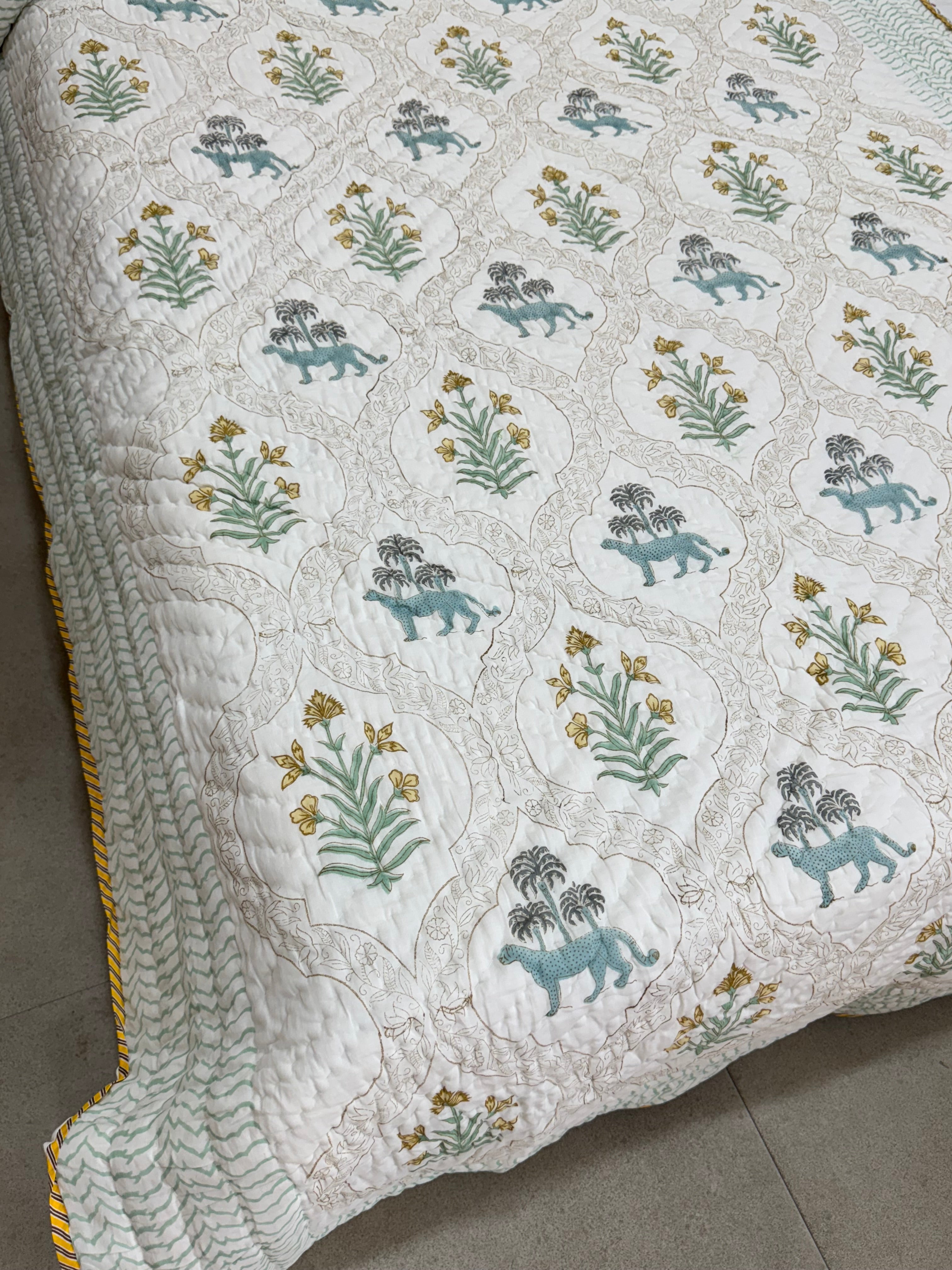 HANDBLOCK PRINTED SINGLE QUILT
