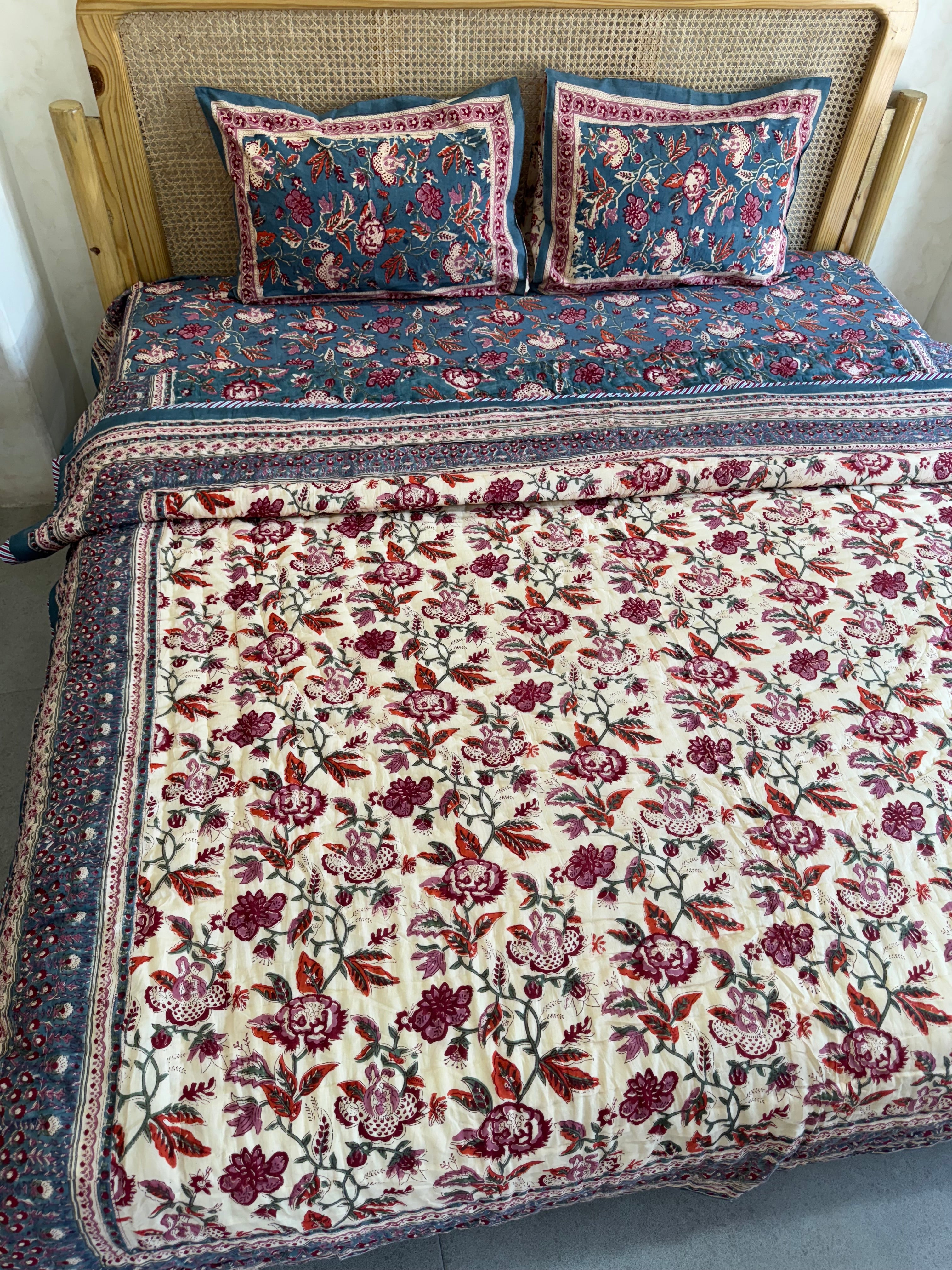 FESTIVE HAND BLOCK PRINTED BEDDING SET