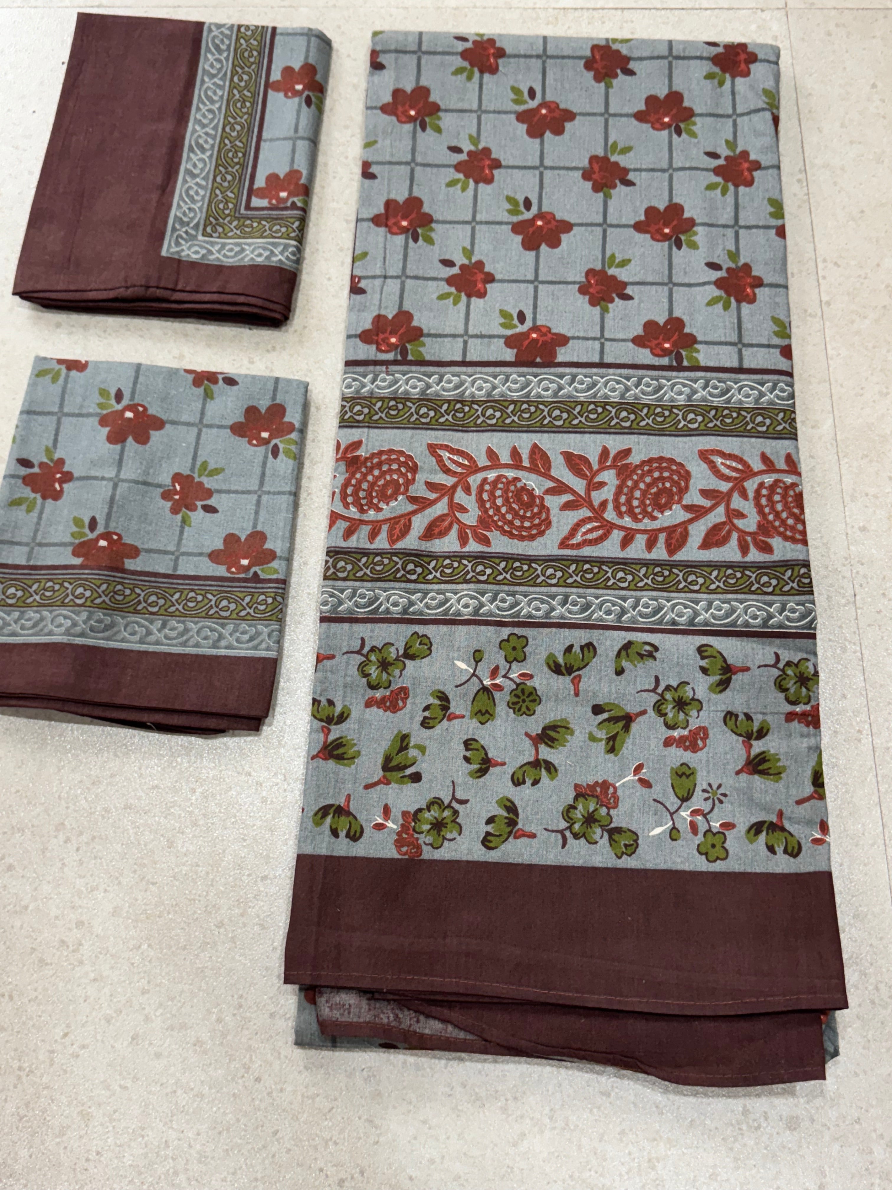PURE COTTON BEDSHEET WITH TWO PILLOW CASES