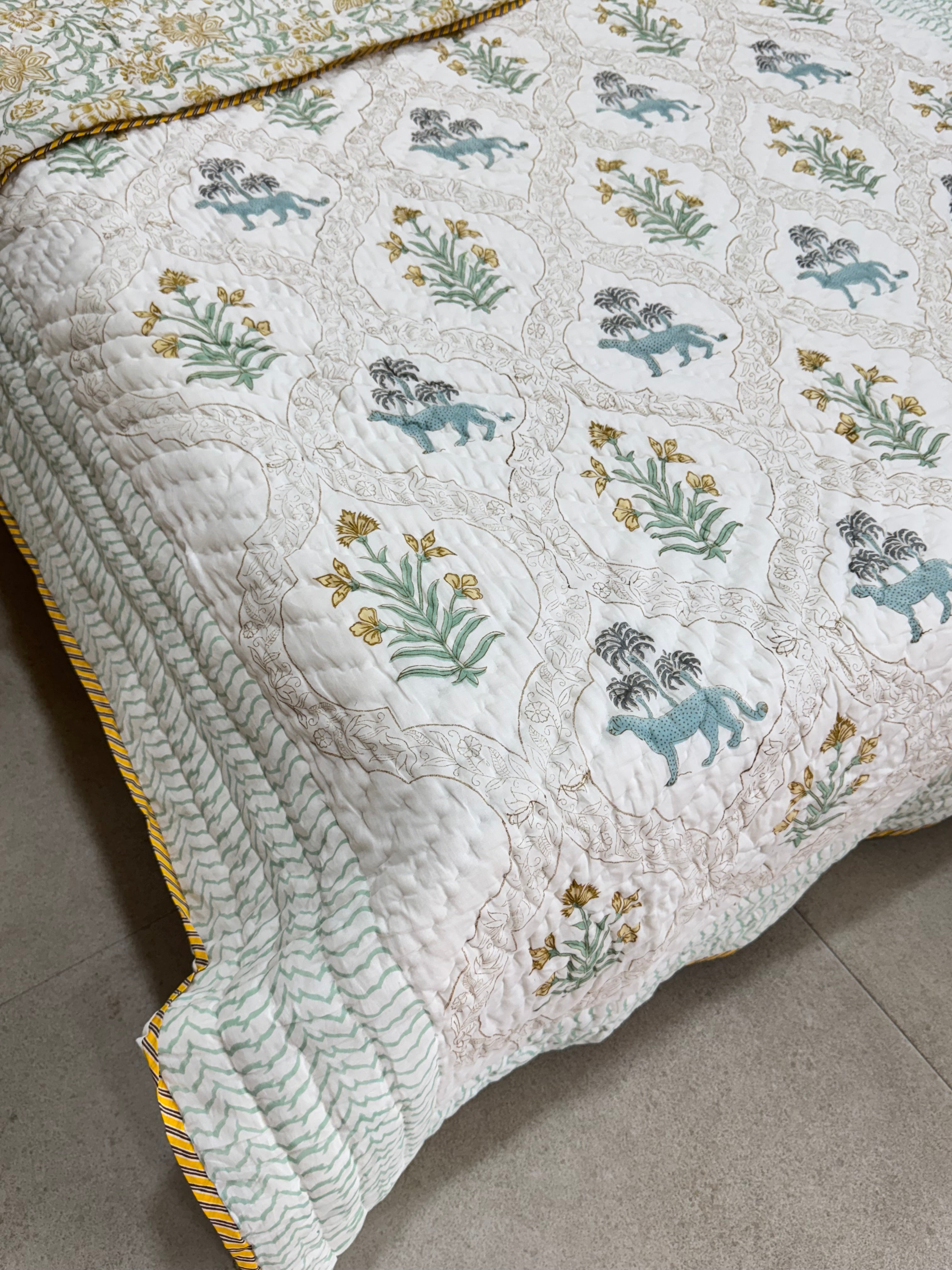 HANDBLOCK PRINTED SINGLE QUILT
