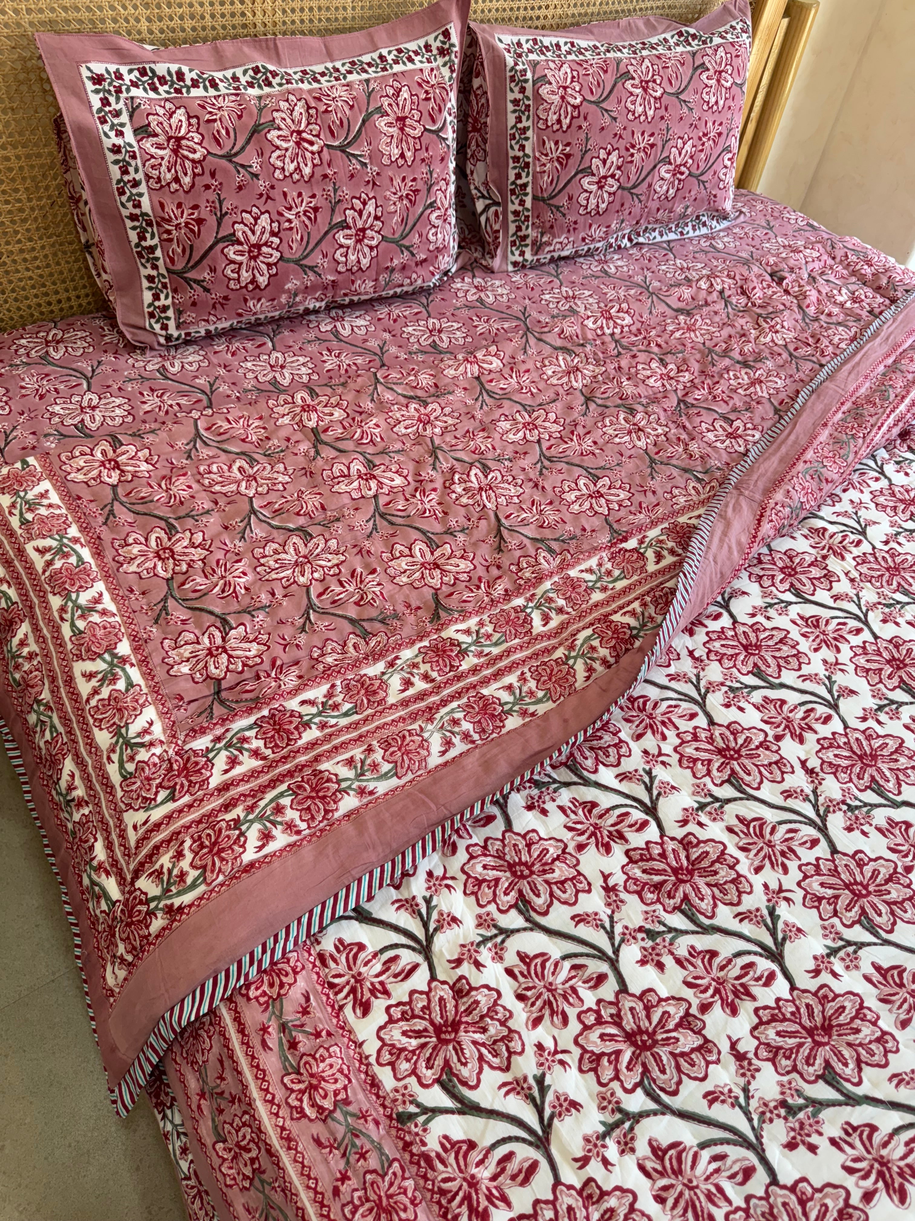 FESTIVE HAND BLOCK PRINTED BEDDING SET