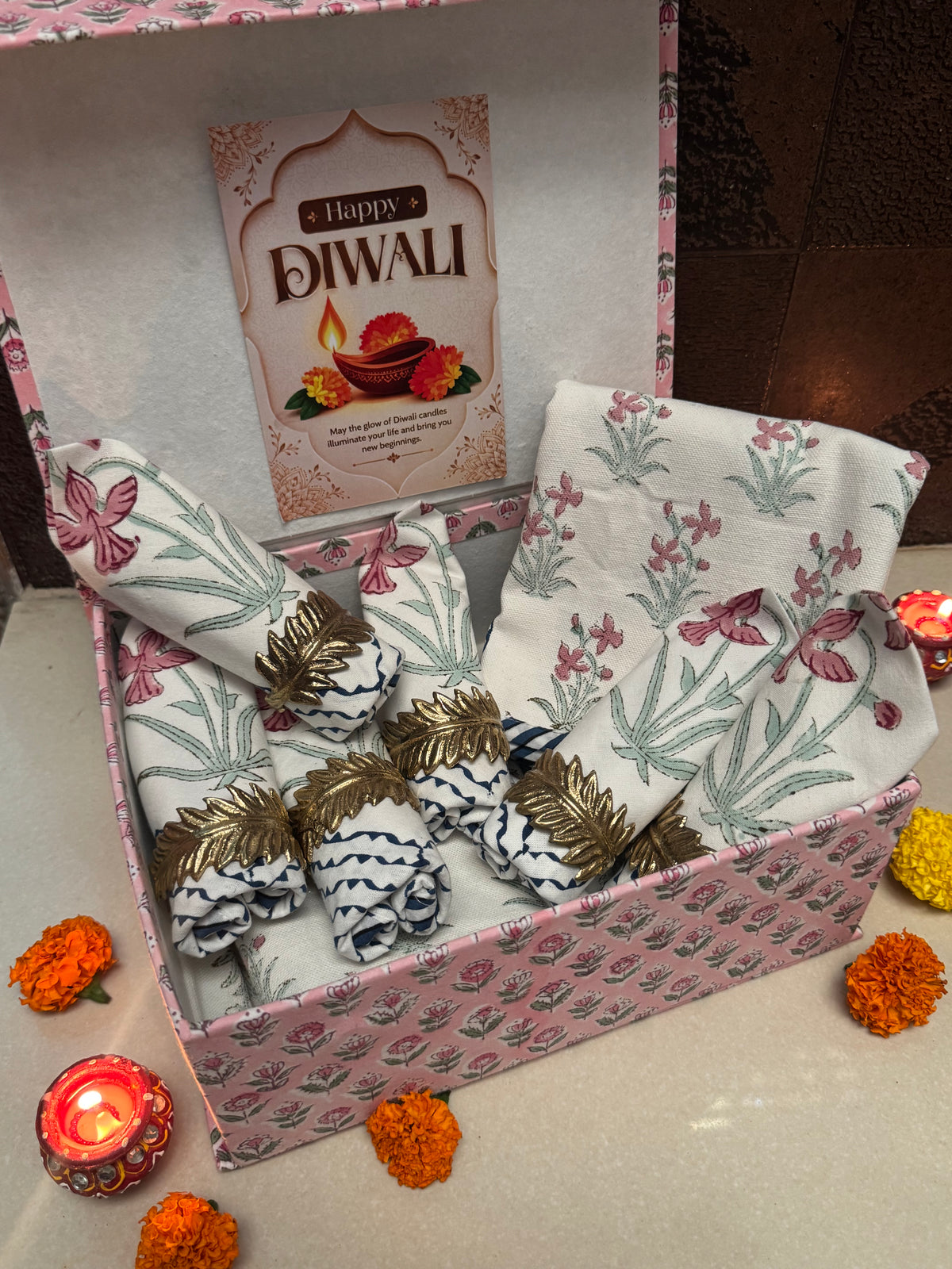 HAND BLOCK PRINTED GIFT BOX - TABLE LINEN