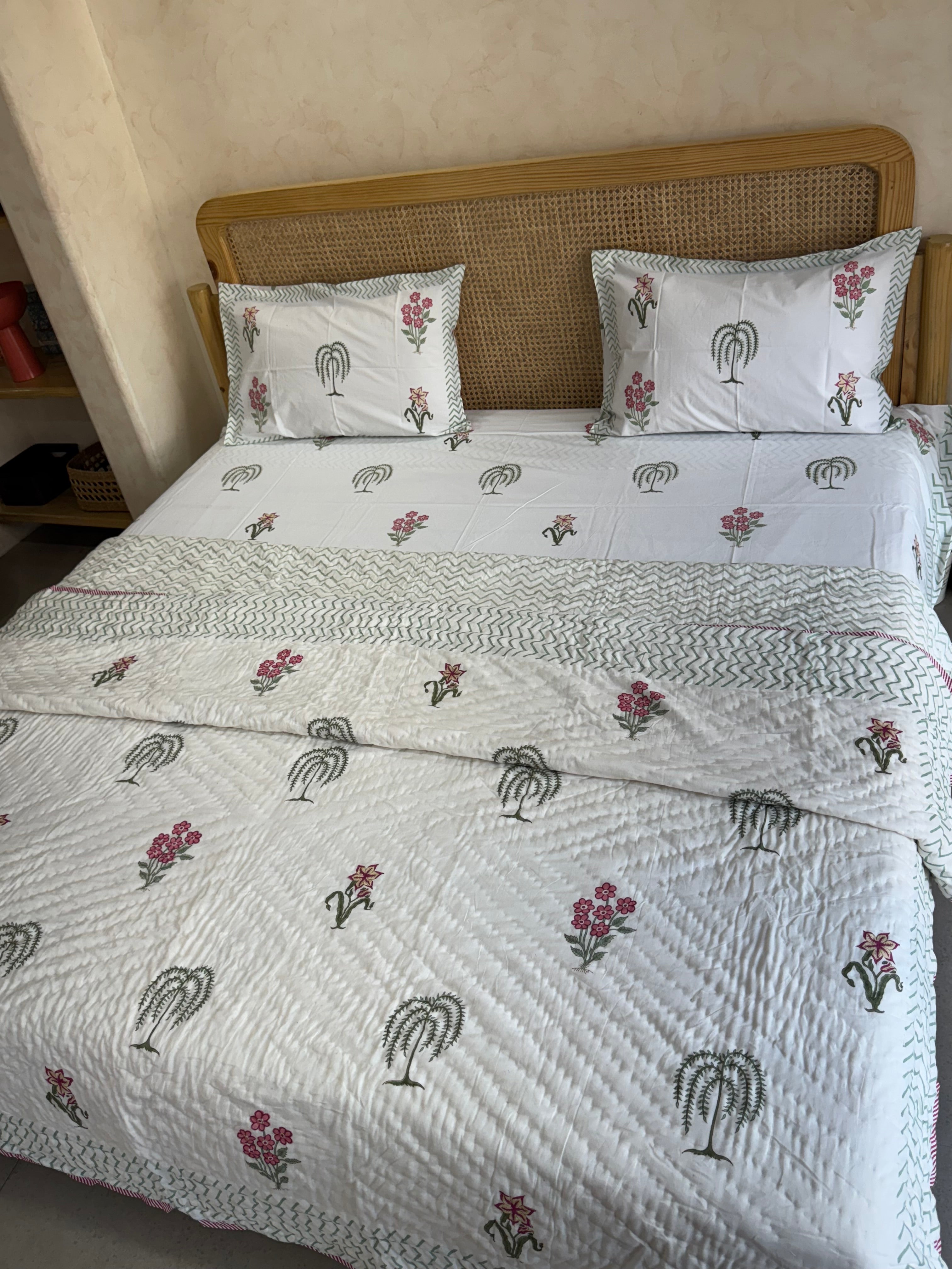 BLUSH BLOOM HANDBLOCK PRINTED BEDDING