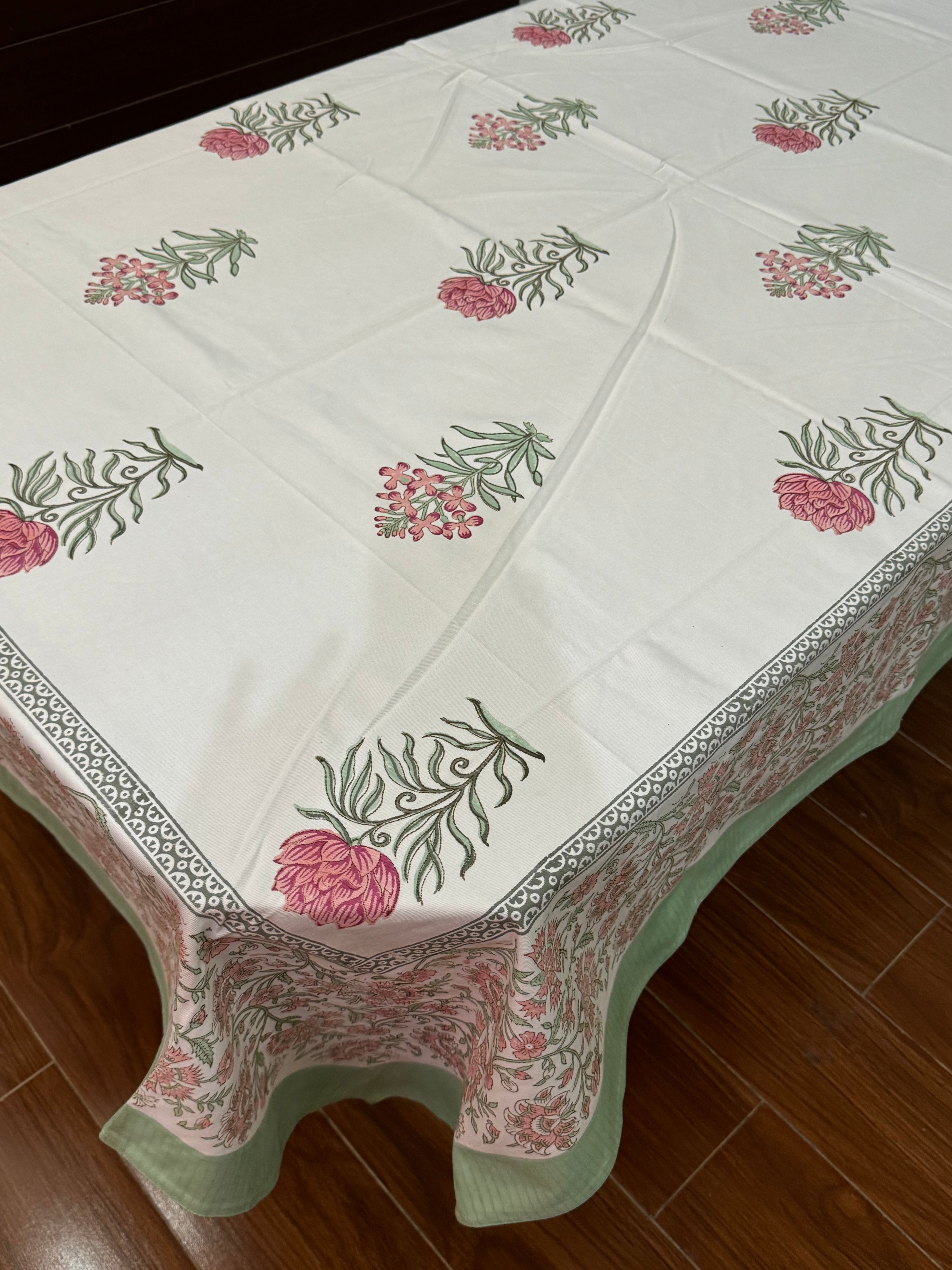 SIX SEATER HANDBLOCK PRINTED TABLECLOTH