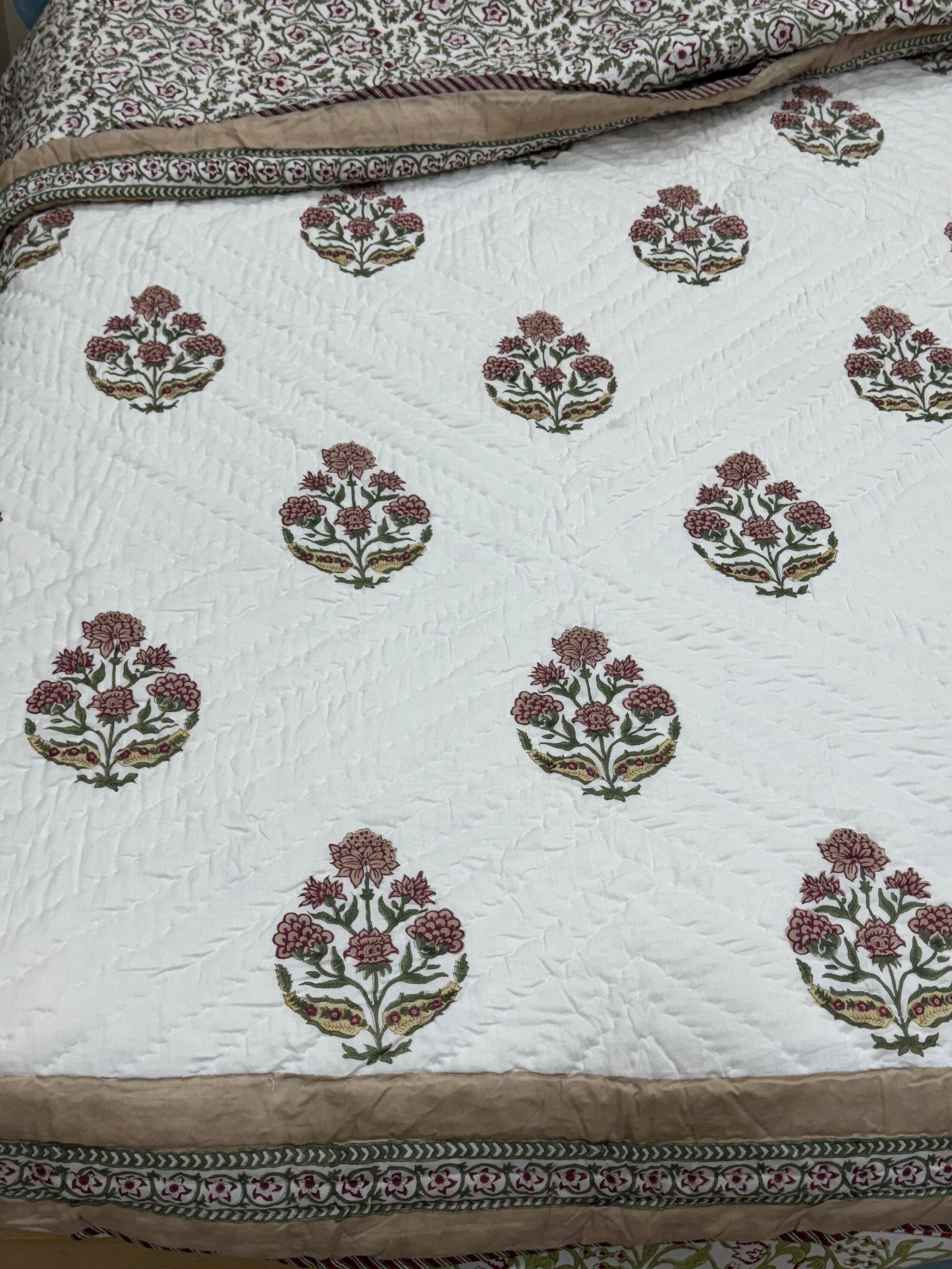 HANDBLOCK PRINTED SINGLE QUILT